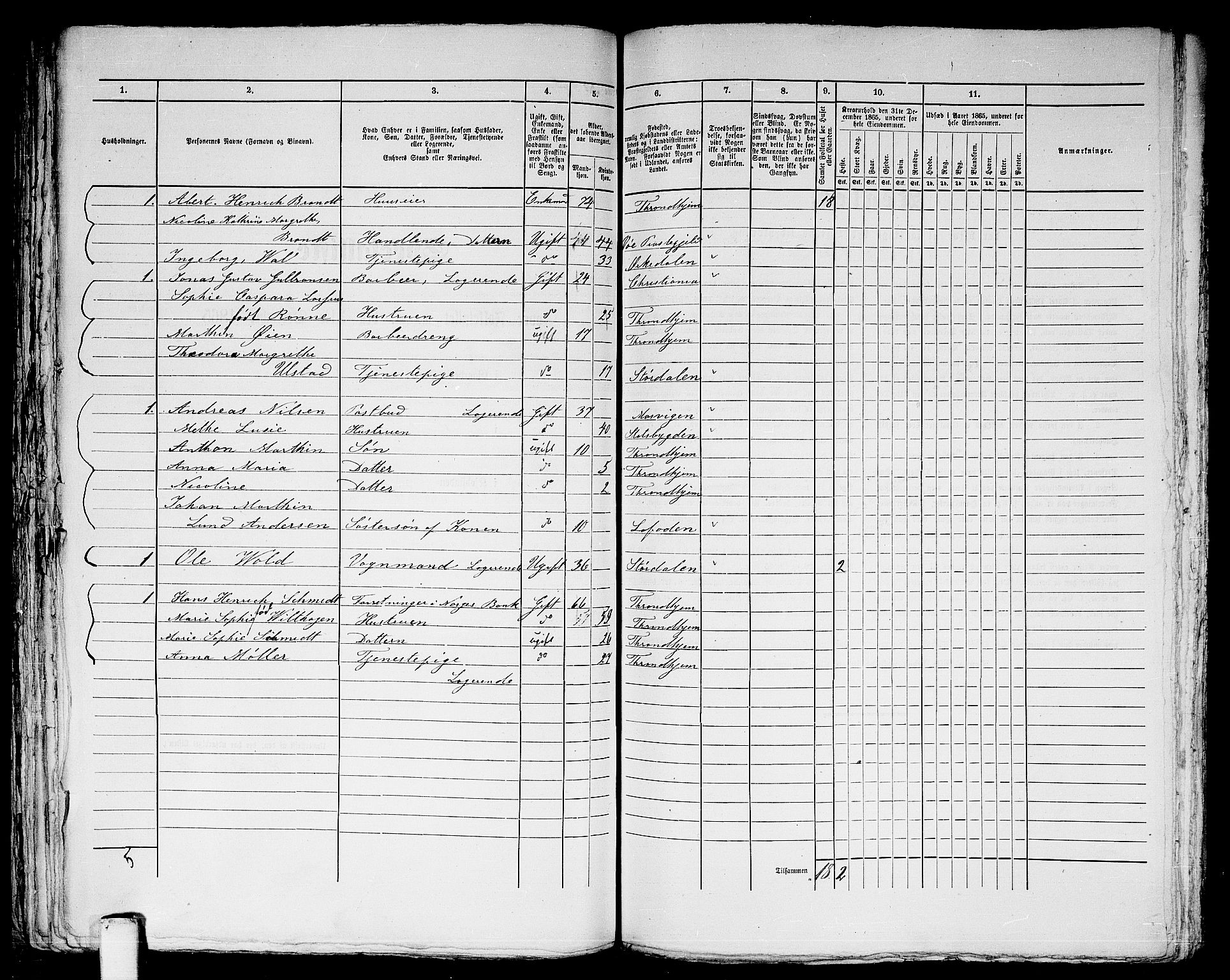 RA, 1865 census for Trondheim, 1865, p. 812