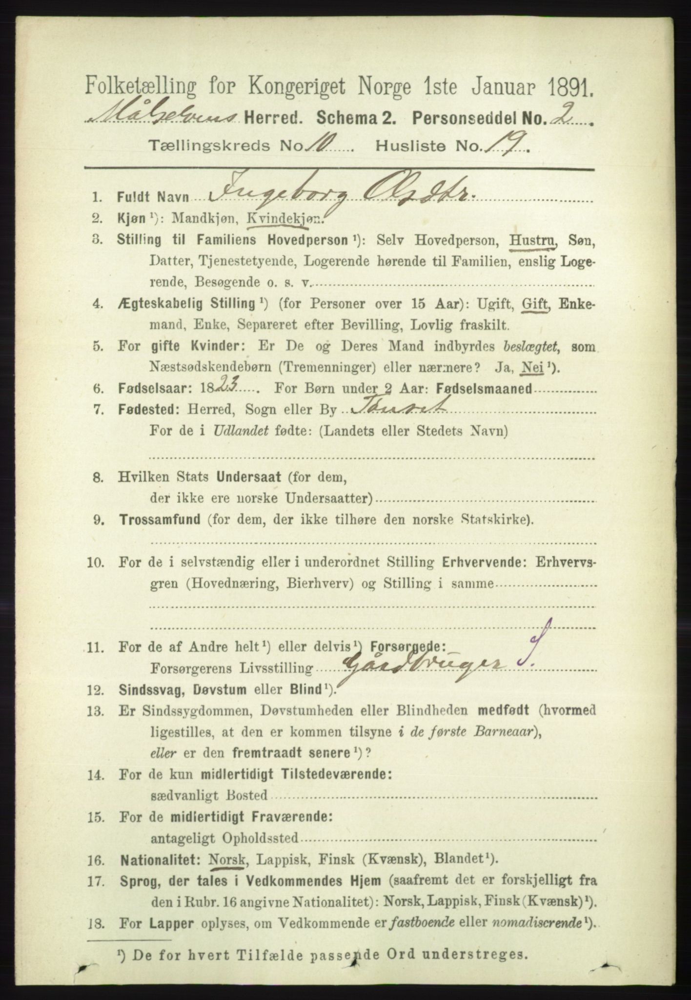 RA, 1891 census for 1924 Målselv, 1891, p. 3123