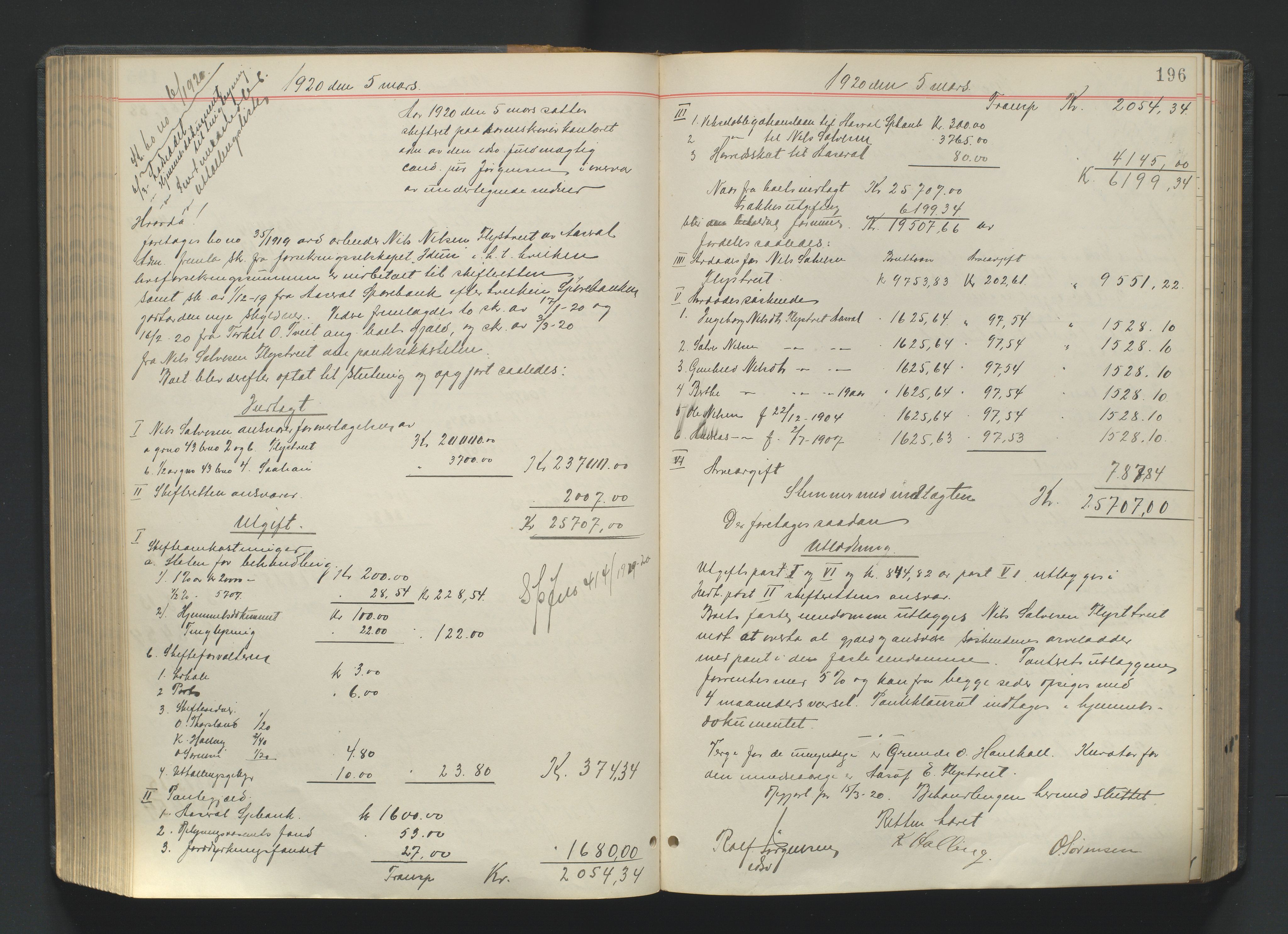 Mandal sorenskriveri, AV/SAK-1221-0005/001/H/Hc/L0099: Skifteutlodningsprotokoll nr 8, 1917-1923, p. 196