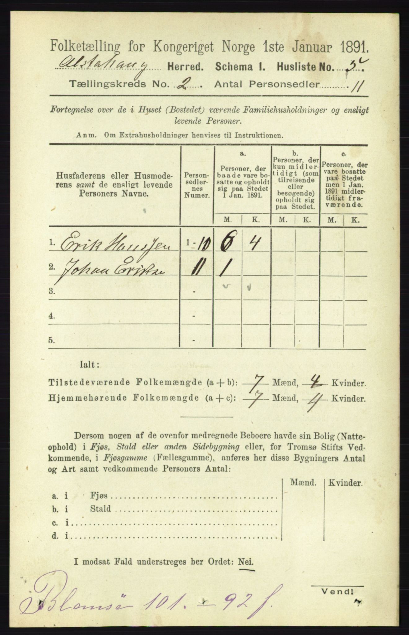 RA, 1891 census for 1820 Alstahaug, 1891, p. 429