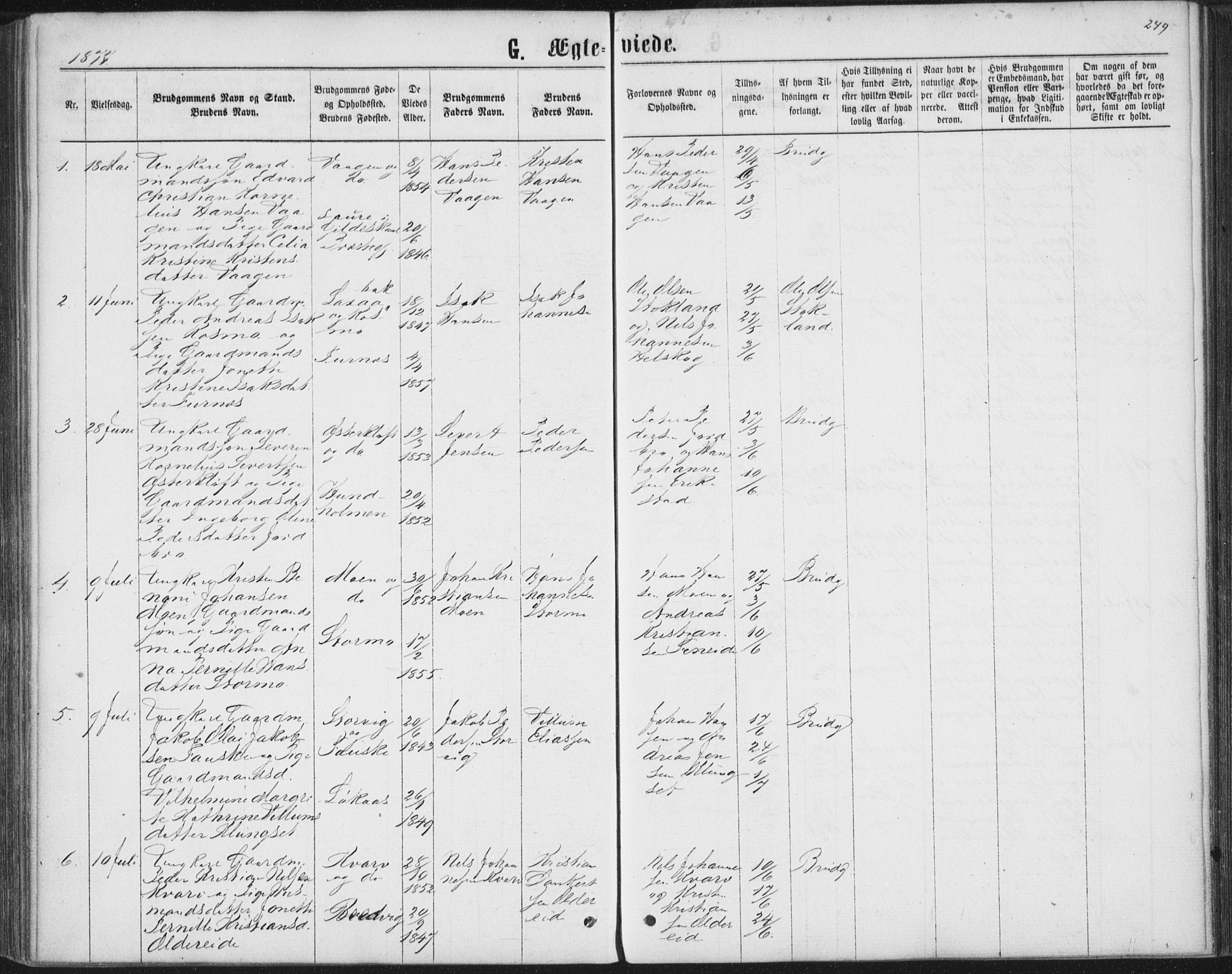 Ministerialprotokoller, klokkerbøker og fødselsregistre - Nordland, SAT/A-1459/852/L0739: Parish register (official) no. 852A09, 1866-1877, p. 249