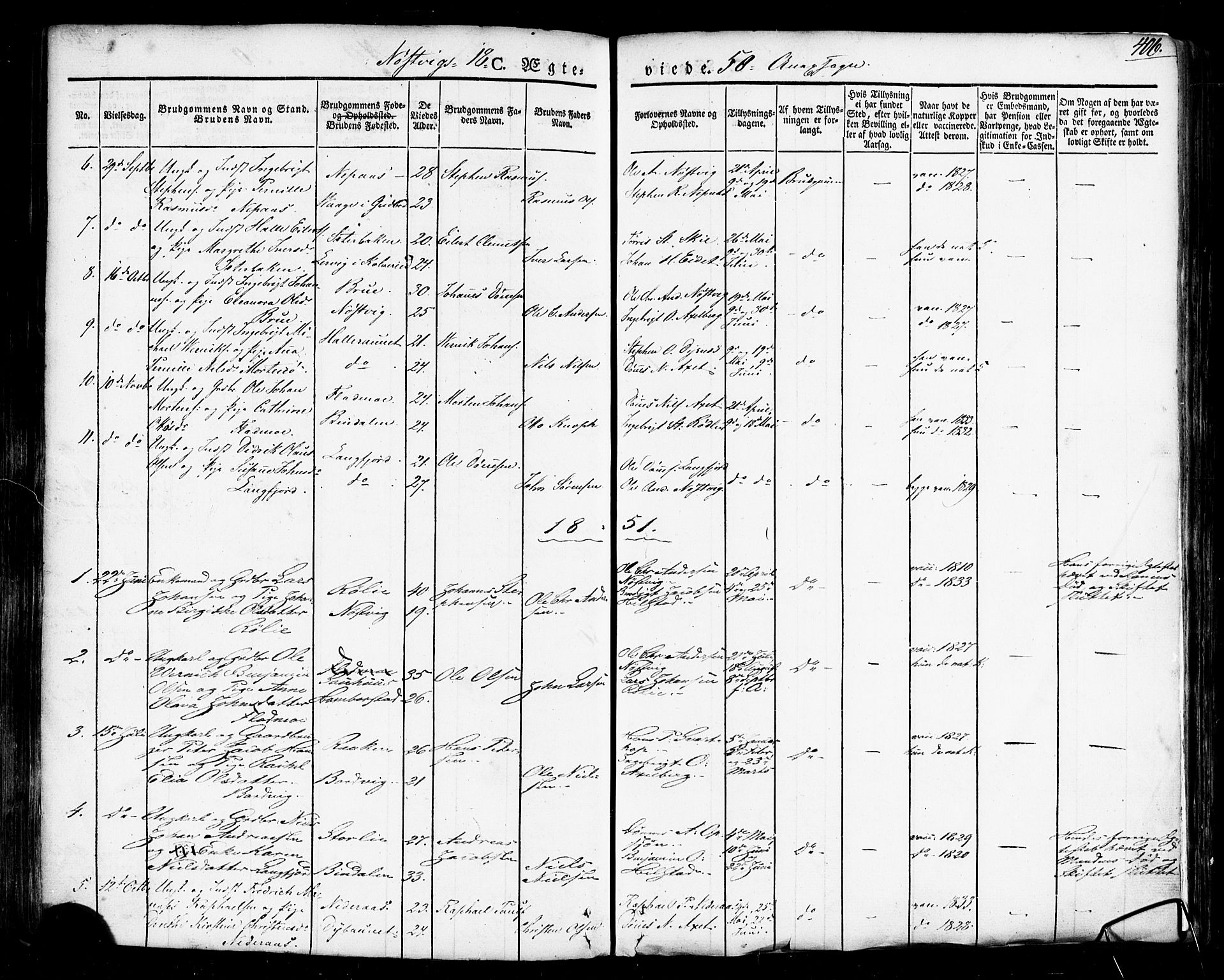 Ministerialprotokoller, klokkerbøker og fødselsregistre - Nordland, AV/SAT-A-1459/814/L0224: Parish register (official) no. 814A05, 1834-1874, p. 406