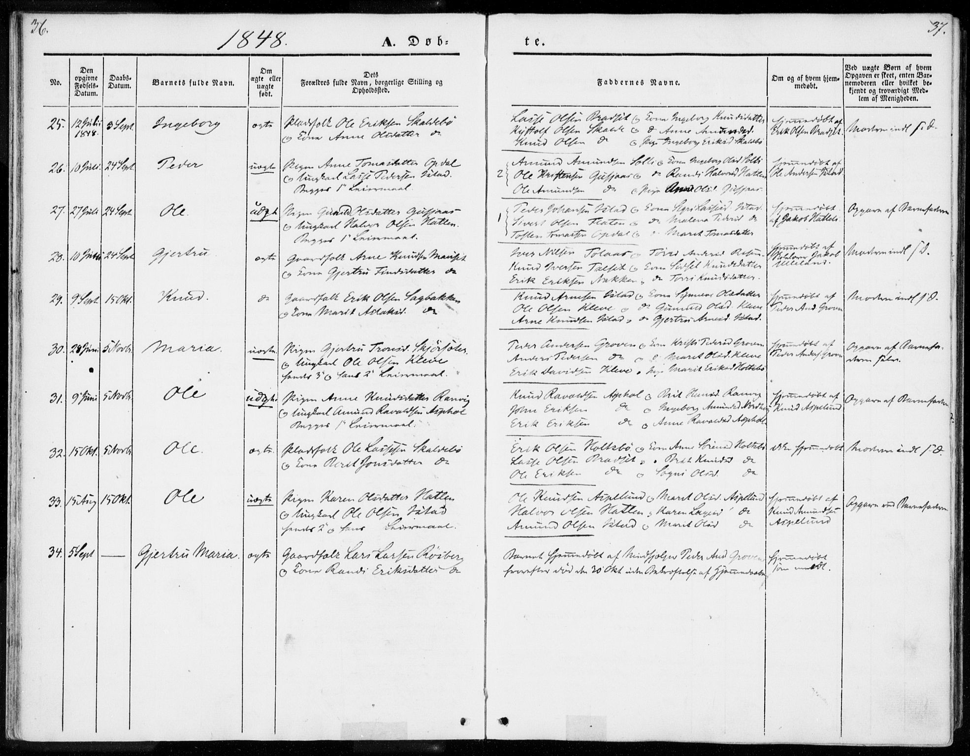 Ministerialprotokoller, klokkerbøker og fødselsregistre - Møre og Romsdal, AV/SAT-A-1454/557/L0680: Parish register (official) no. 557A02, 1843-1869, p. 36-37