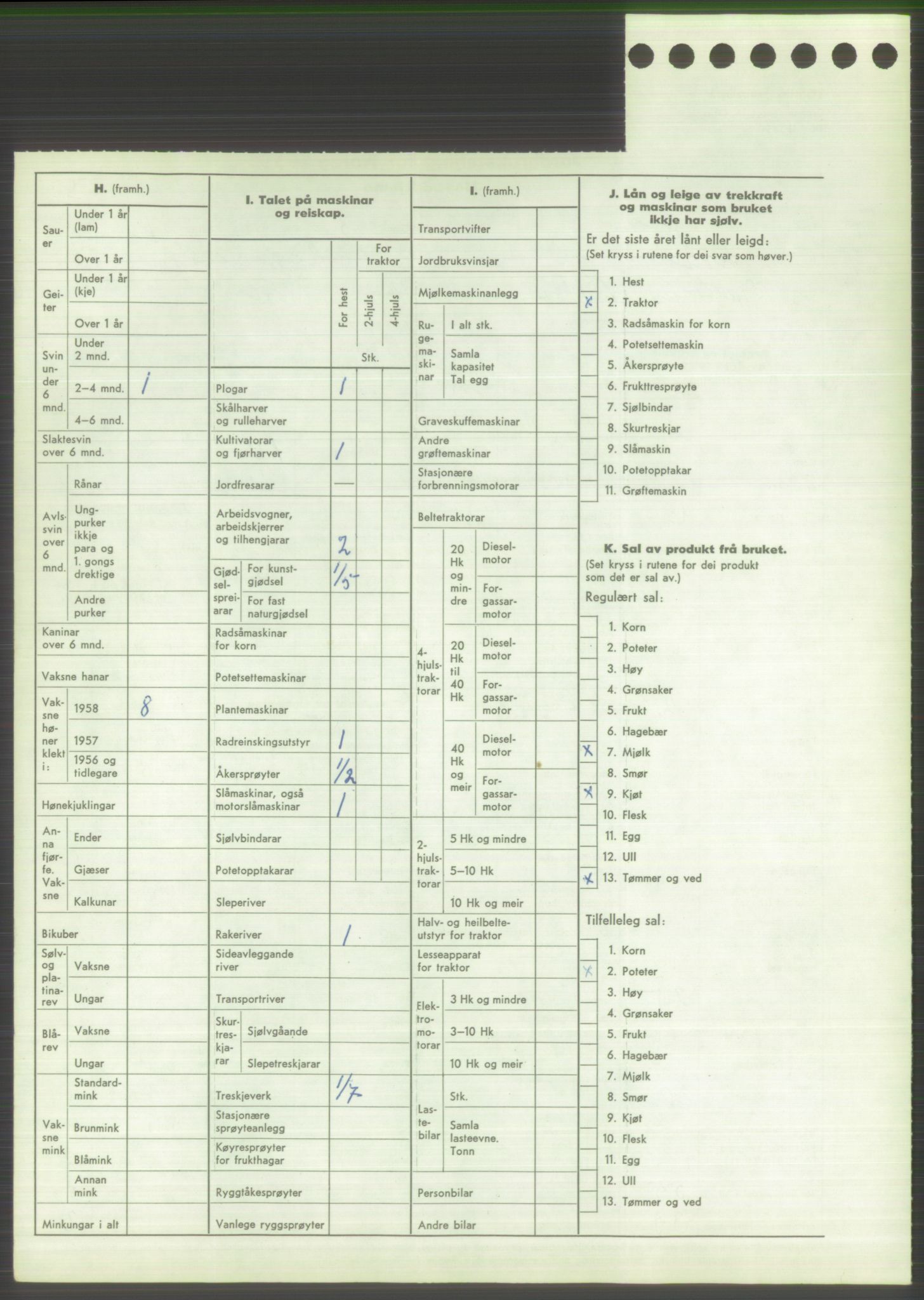 Statistisk sentralbyrå, Næringsøkonomiske emner, Jordbruk, skogbruk, jakt, fiske og fangst, AV/RA-S-2234/G/Gd/L0373: Rogaland: 1130 Strand (kl. 1-2), 1131 Årdal og 1132 Fister, 1959, p. 1752