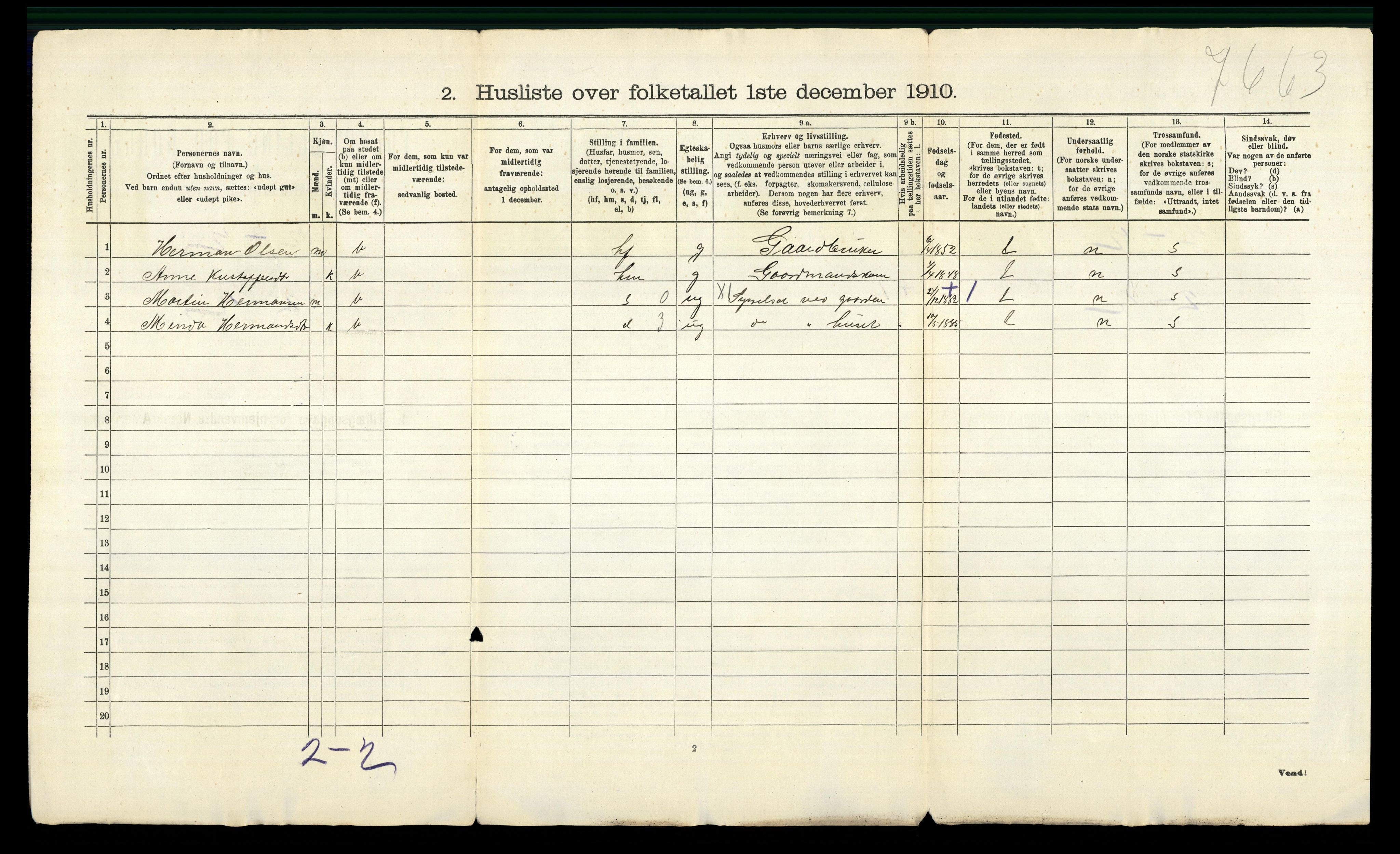 RA, 1910 census for Nannestad, 1910, p. 52