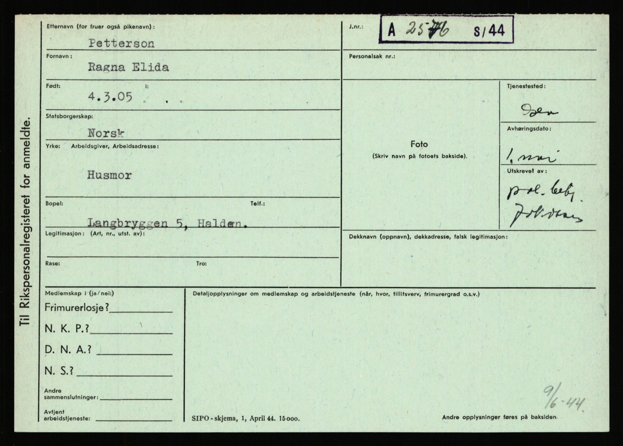 Statspolitiet - Hovedkontoret / Osloavdelingen, AV/RA-S-1329/C/Ca/L0012: Oanæs - Quistgaard	, 1943-1945, p. 4470