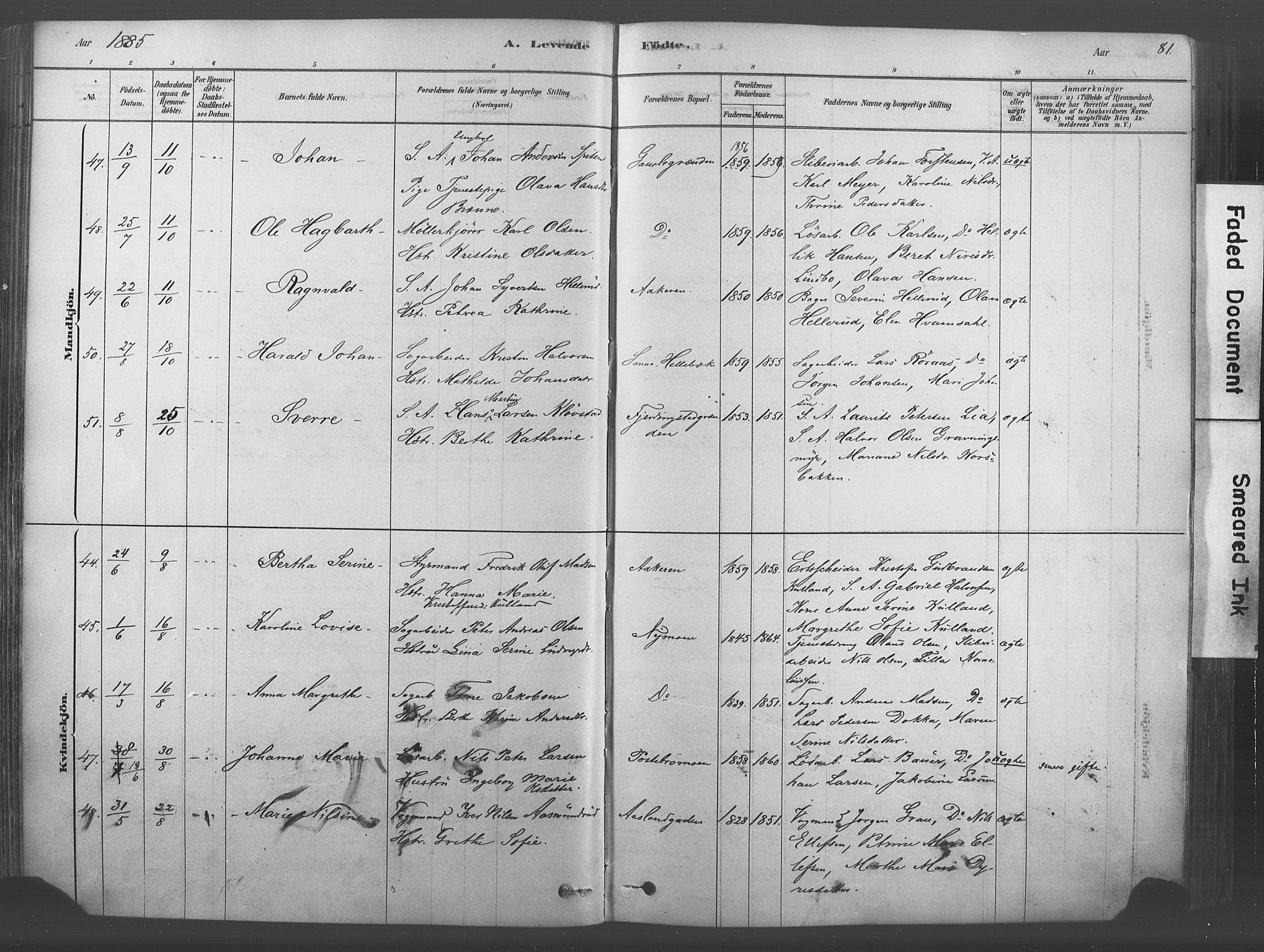 Kongsberg kirkebøker, AV/SAKO-A-22/F/Fb/L0001: Parish register (official) no. II 1, 1878-1886, p. 81