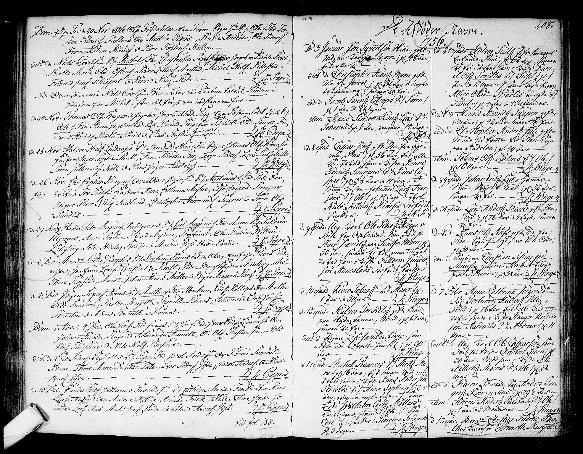 Kongsberg kirkebøker, AV/SAKO-A-22/F/Fa/L0004: Parish register (official) no. I 4, 1756-1768, p. 208