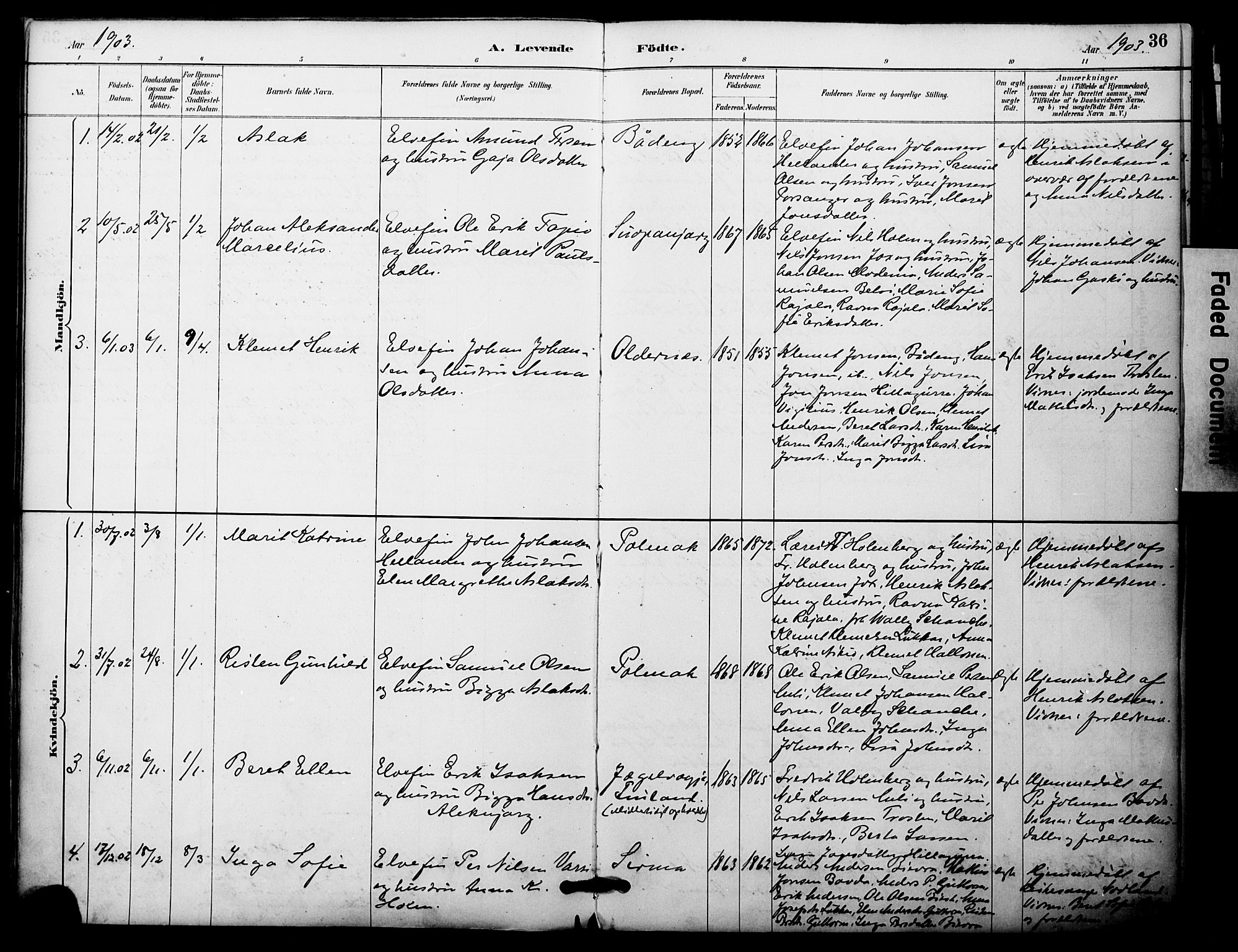 Nesseby sokneprestkontor, SATØ/S-1330/H/Ha/L0005kirke: Parish register (official) no. 5, 1885-1906, p. 36
