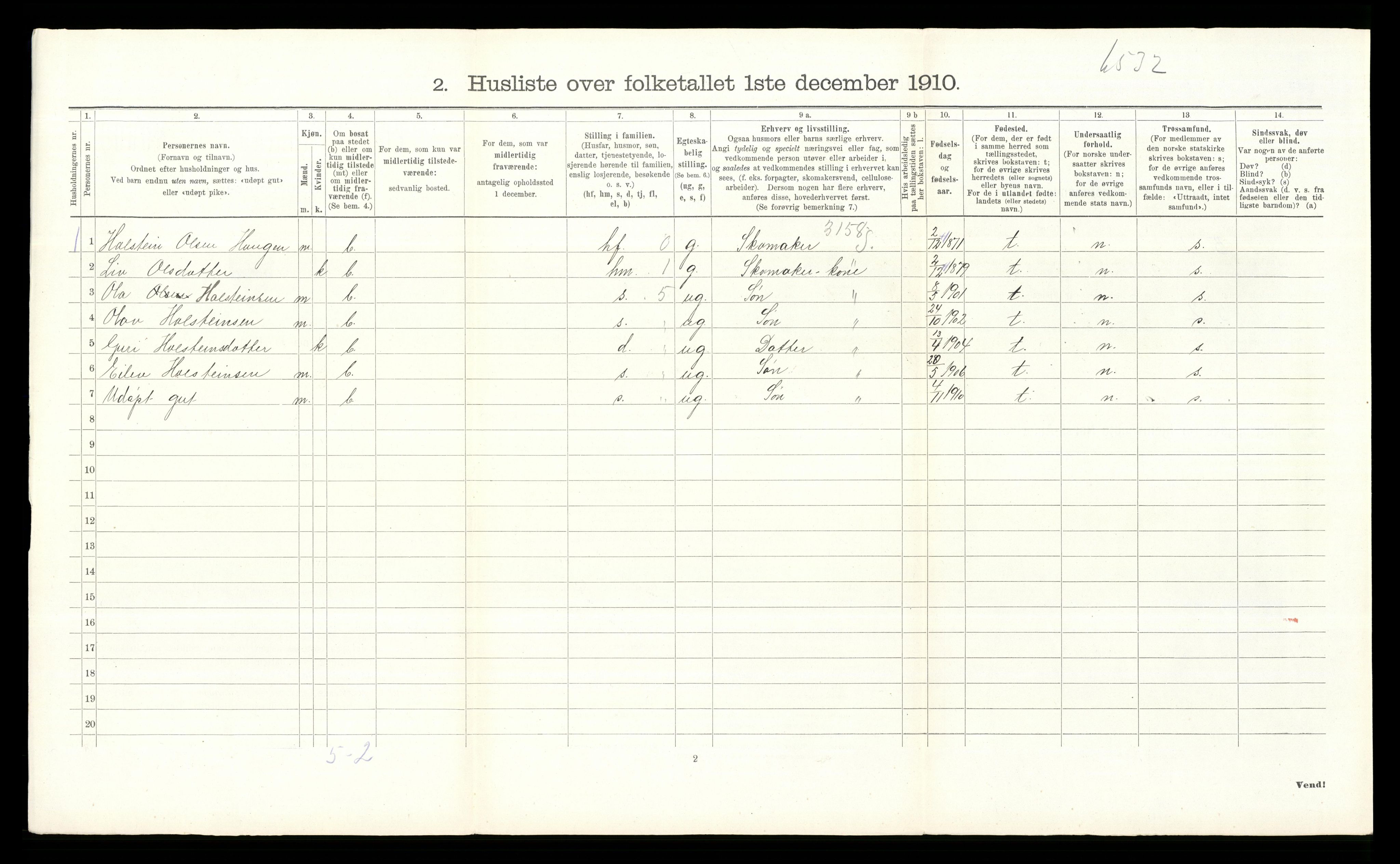 RA, 1910 census for Gol, 1910, p. 113