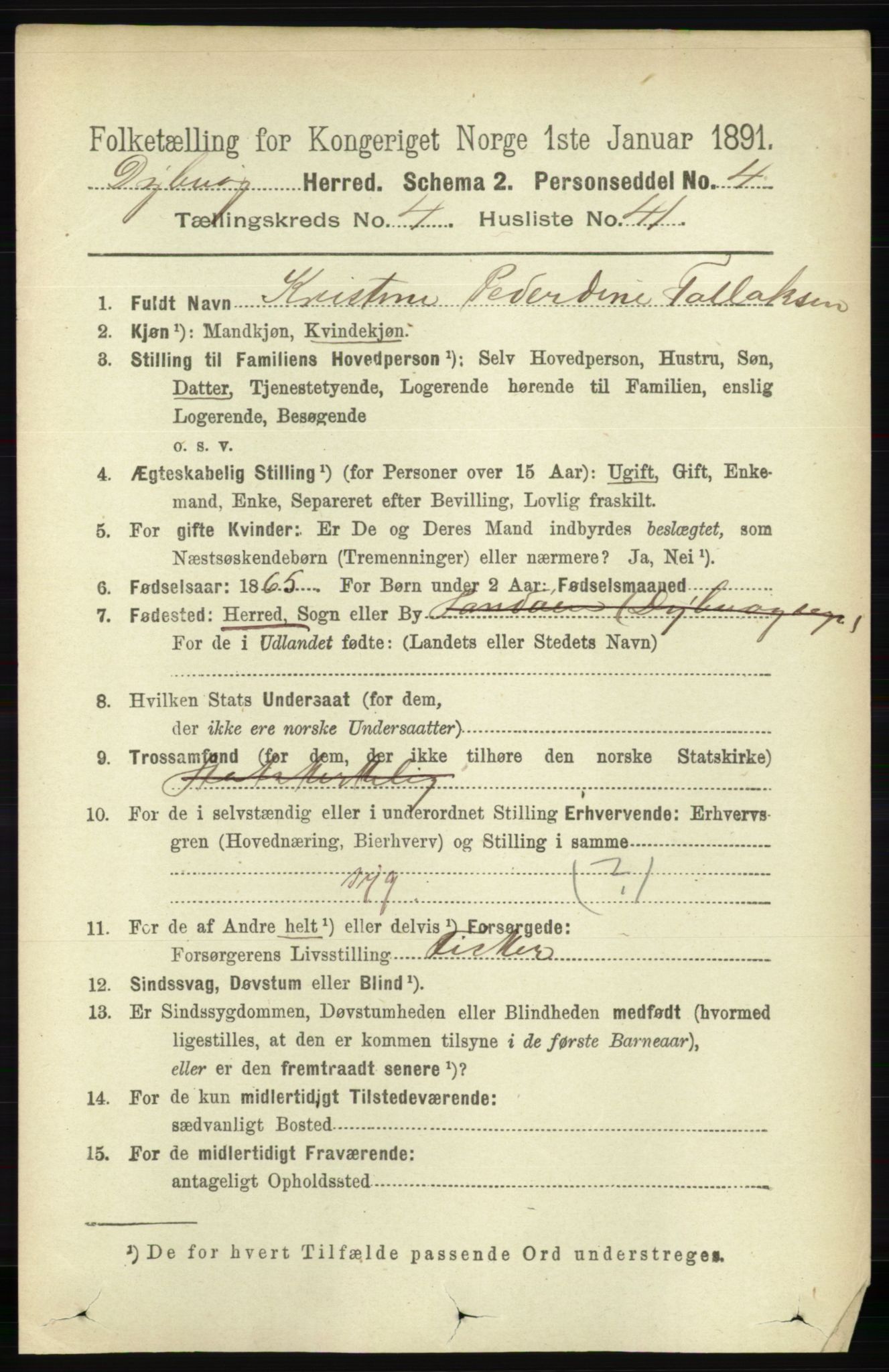 RA, 1891 census for 0915 Dypvåg, 1891, p. 1277
