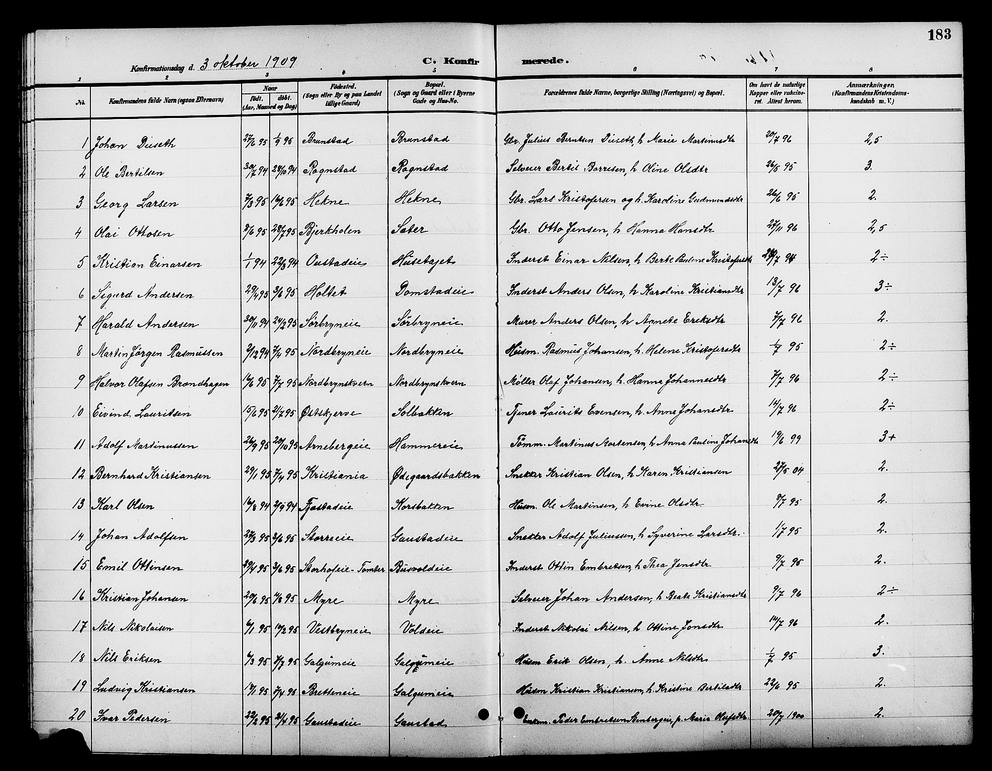 Romedal prestekontor, AV/SAH-PREST-004/L/L0012: Parish register (copy) no. 12, 1896-1914, p. 183