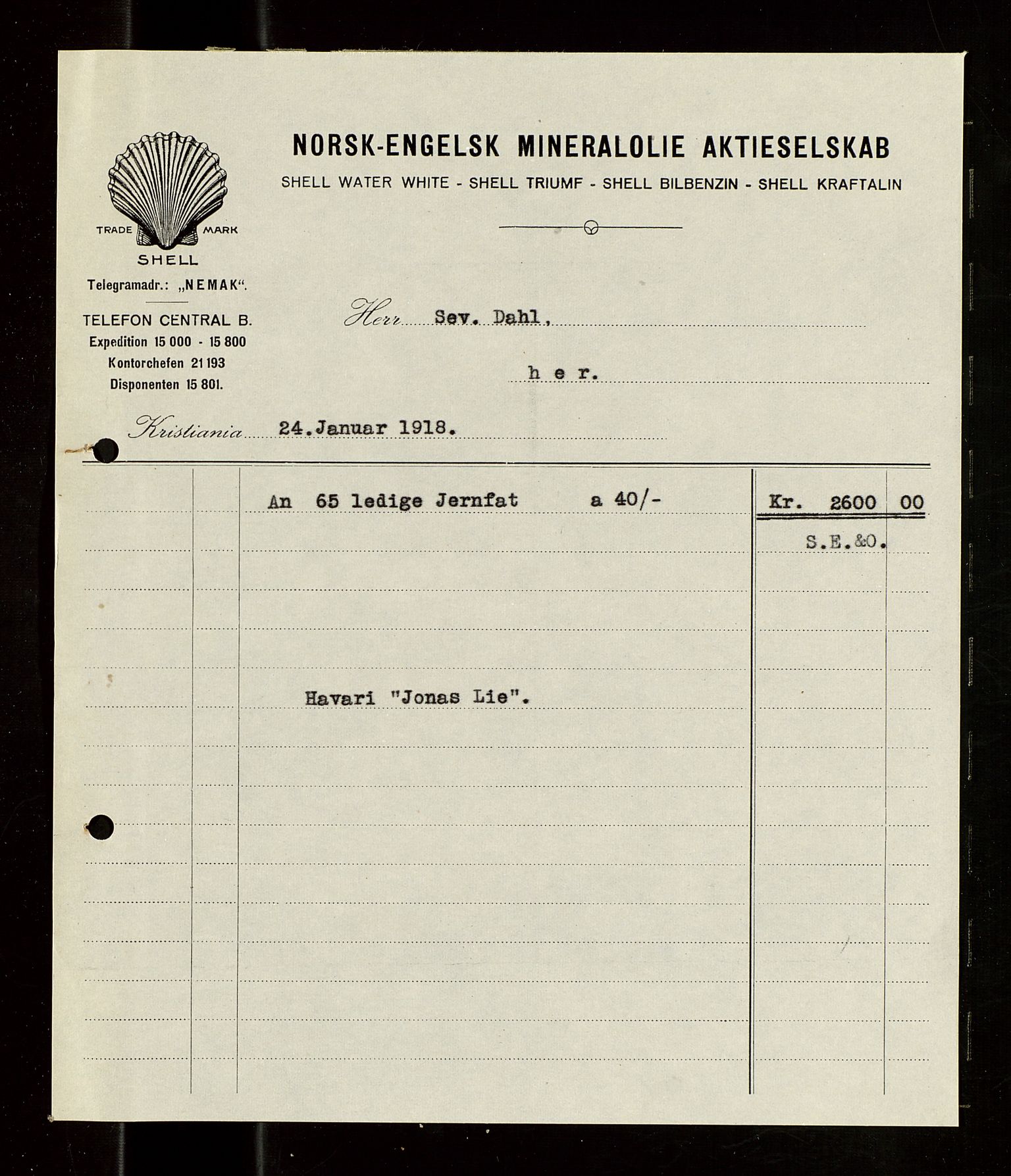 Pa 1521 - A/S Norske Shell, SAST/A-101915/E/Ea/Eaa/L0021: Sjefskorrespondanse, 1918, p. 273