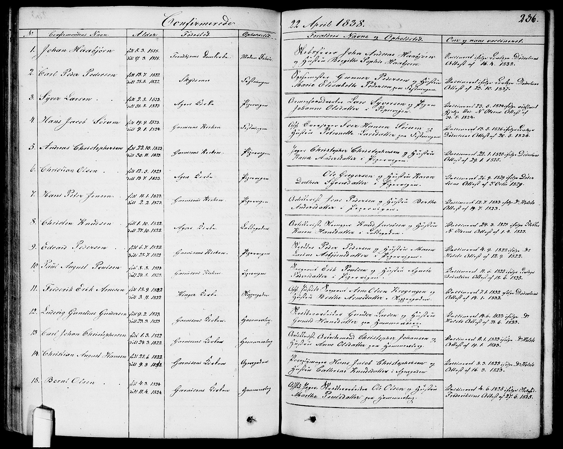 Garnisonsmenigheten Kirkebøker, SAO/A-10846/G/Ga/L0004: Parish register (copy) no. 4, 1828-1840, p. 286