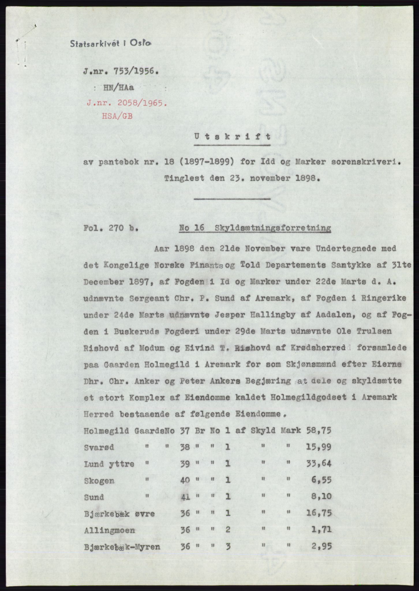 Statsarkivet i Oslo, SAO/A-10621/Z/Zd/L0004: Avskrifter, j.nr 1-797/1956, 1956, p. 516