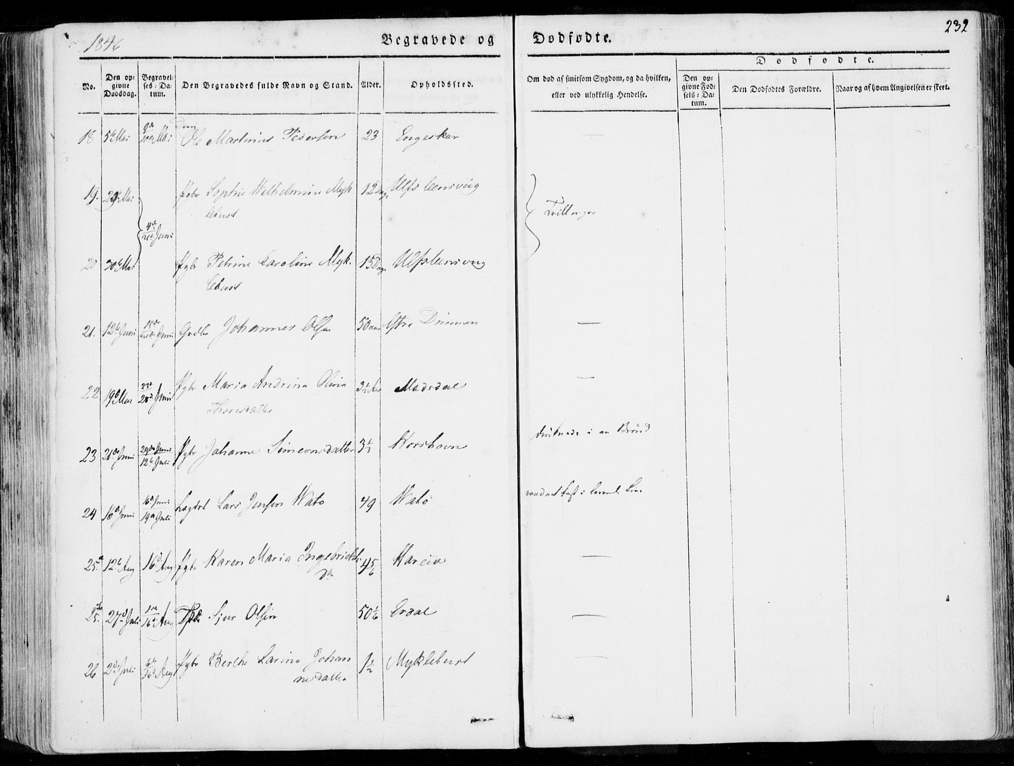 Ministerialprotokoller, klokkerbøker og fødselsregistre - Møre og Romsdal, AV/SAT-A-1454/509/L0104: Parish register (official) no. 509A02, 1833-1847, p. 232