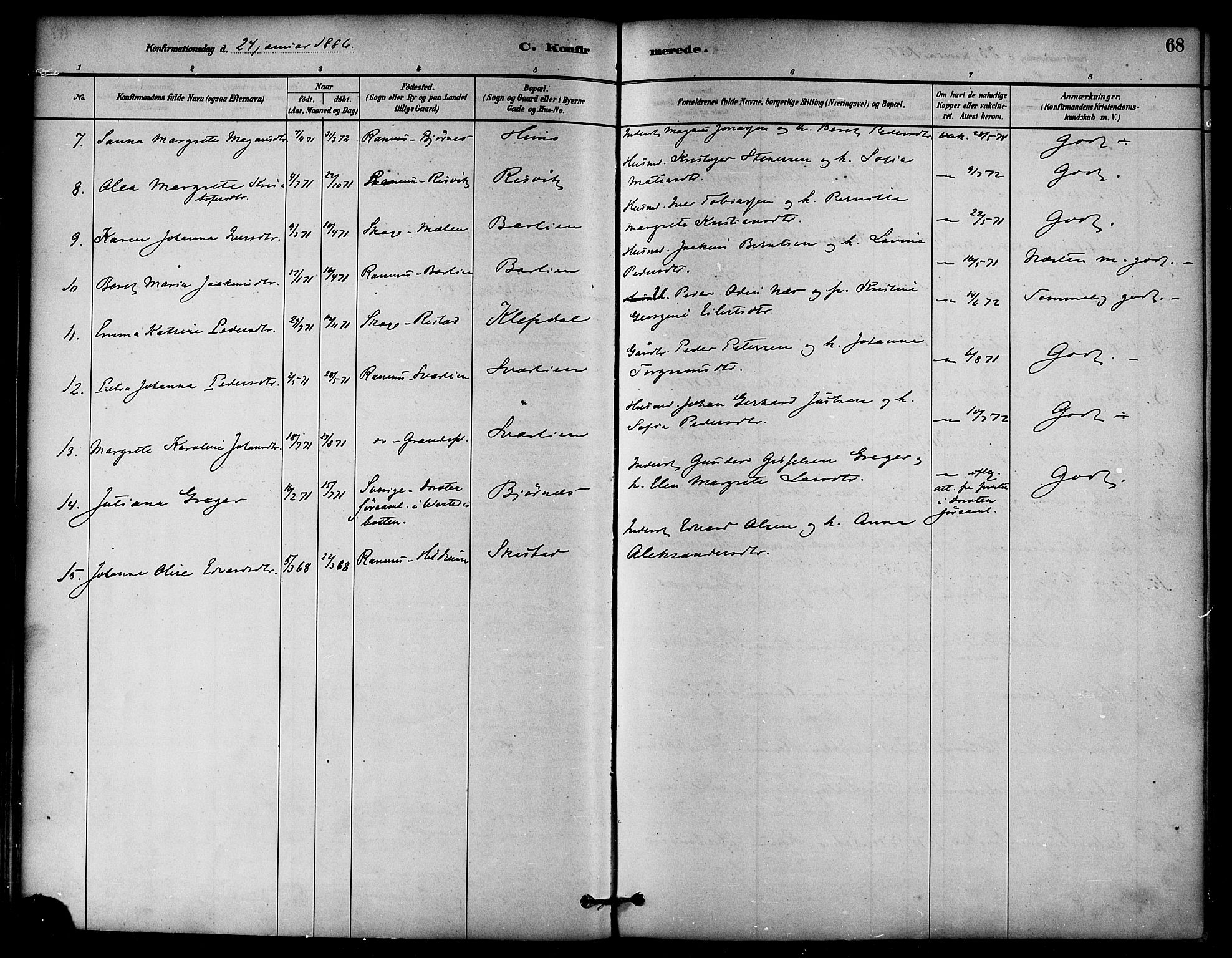 Ministerialprotokoller, klokkerbøker og fødselsregistre - Nord-Trøndelag, AV/SAT-A-1458/764/L0555: Parish register (official) no. 764A10, 1881-1896, p. 68