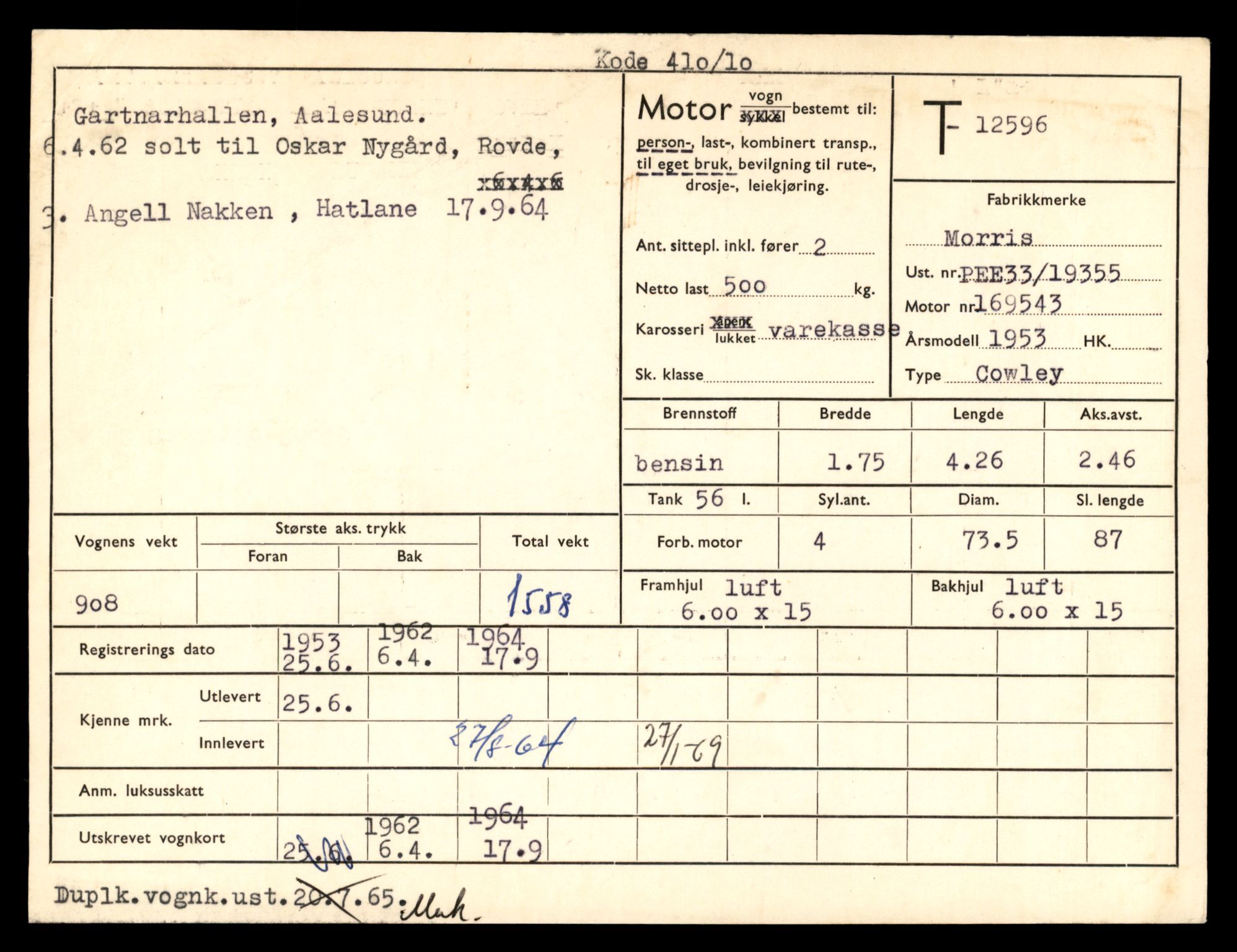 Møre og Romsdal vegkontor - Ålesund trafikkstasjon, AV/SAT-A-4099/F/Fe/L0034: Registreringskort for kjøretøy T 12500 - T 12652, 1927-1998, p. 1870