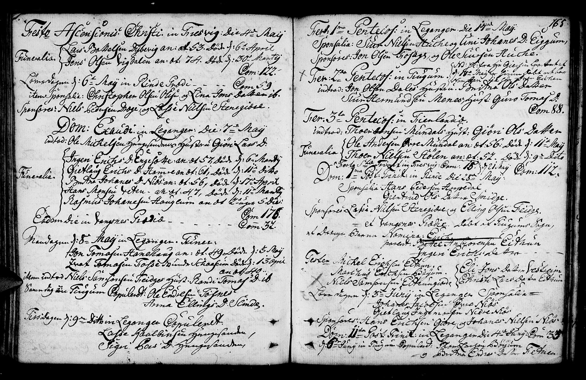 Leikanger sokneprestembete, SAB/A-81001: Parish register (official) no. A 3, 1756-1770, p. 165