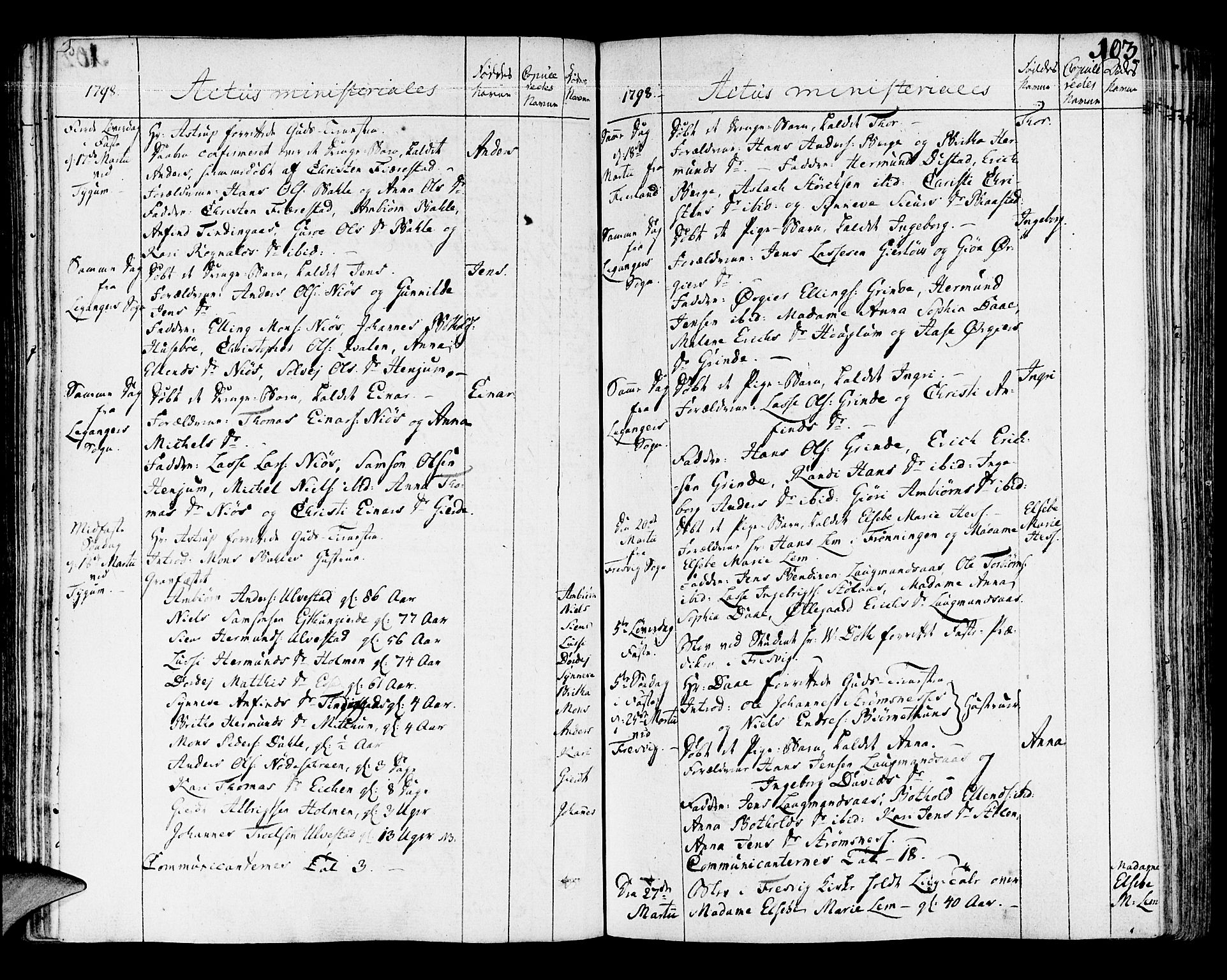 Leikanger sokneprestembete, AV/SAB-A-81001/H/Haa/Haaa/L0005: Parish register (official) no. A 5, 1792-1809, p. 103