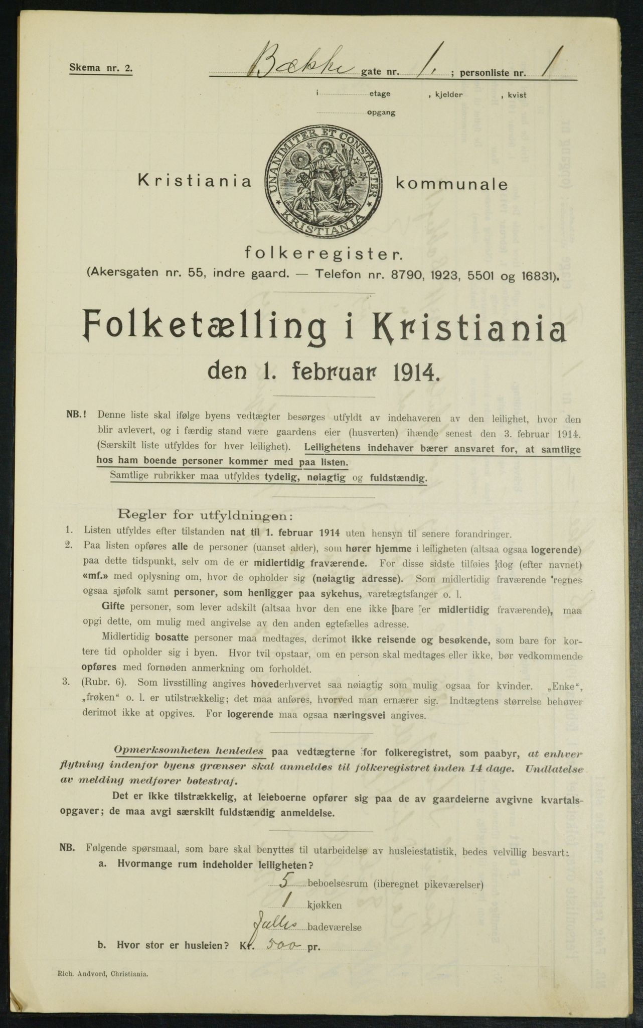 OBA, Municipal Census 1914 for Kristiania, 1914, p. 11174