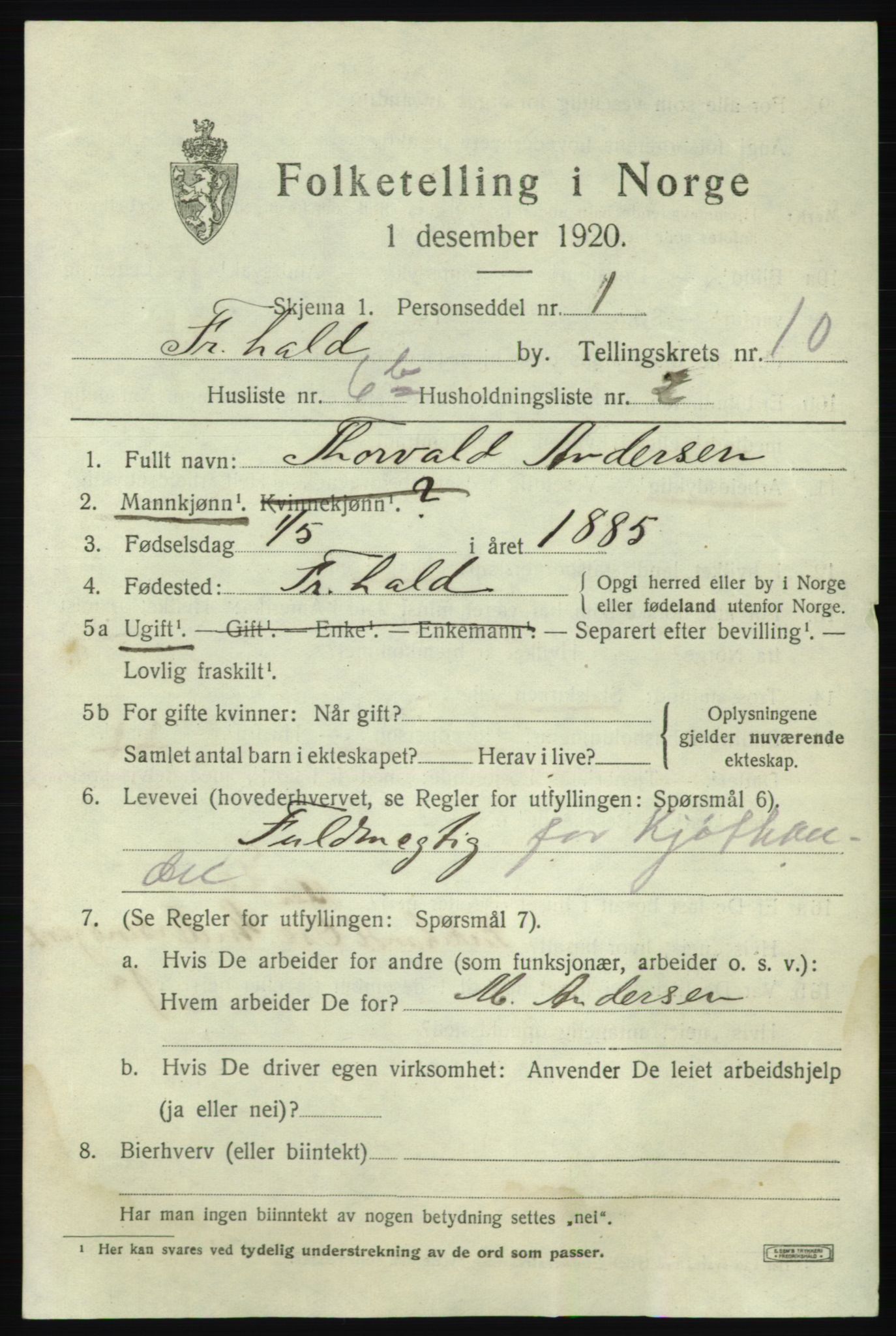SAO, 1920 census for Fredrikshald, 1920, p. 17551