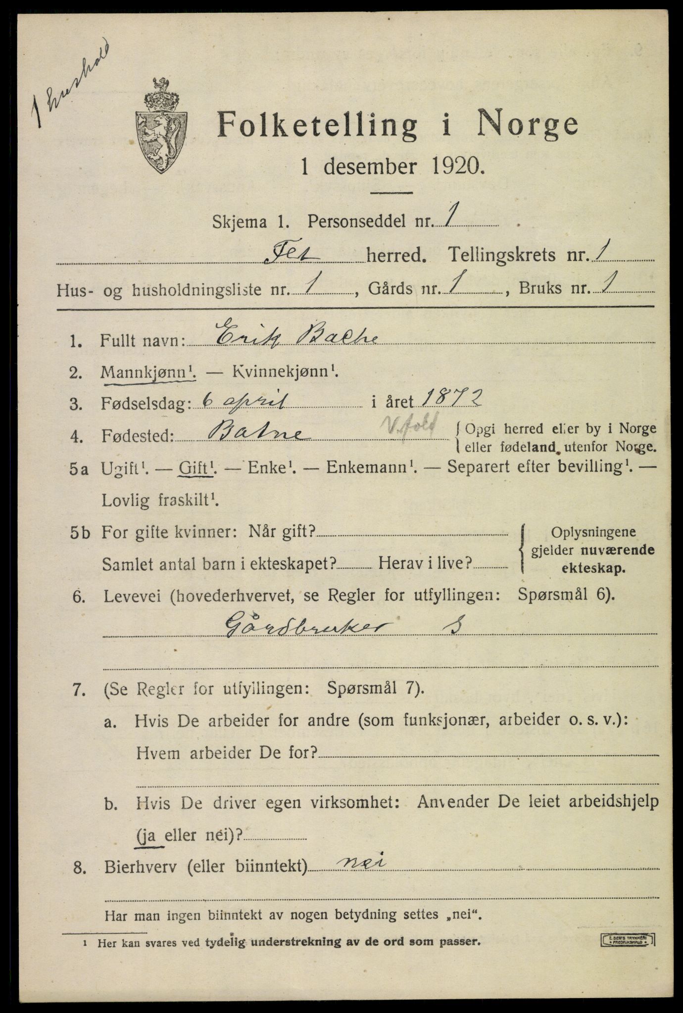 SAO, 1920 census for Fet, 1920, p. 1794