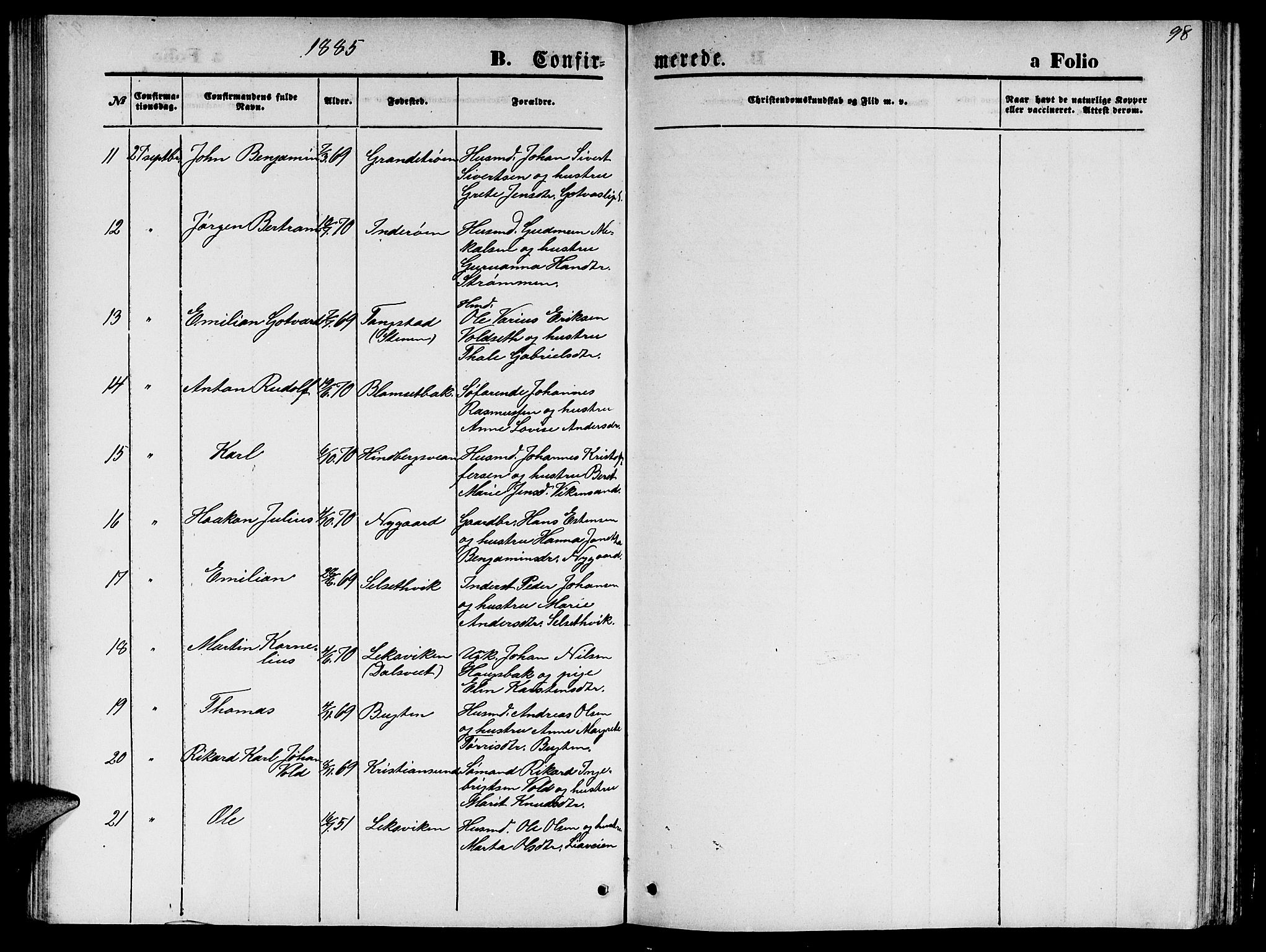 Ministerialprotokoller, klokkerbøker og fødselsregistre - Nord-Trøndelag, SAT/A-1458/744/L0422: Parish register (copy) no. 744C01, 1871-1885, p. 98