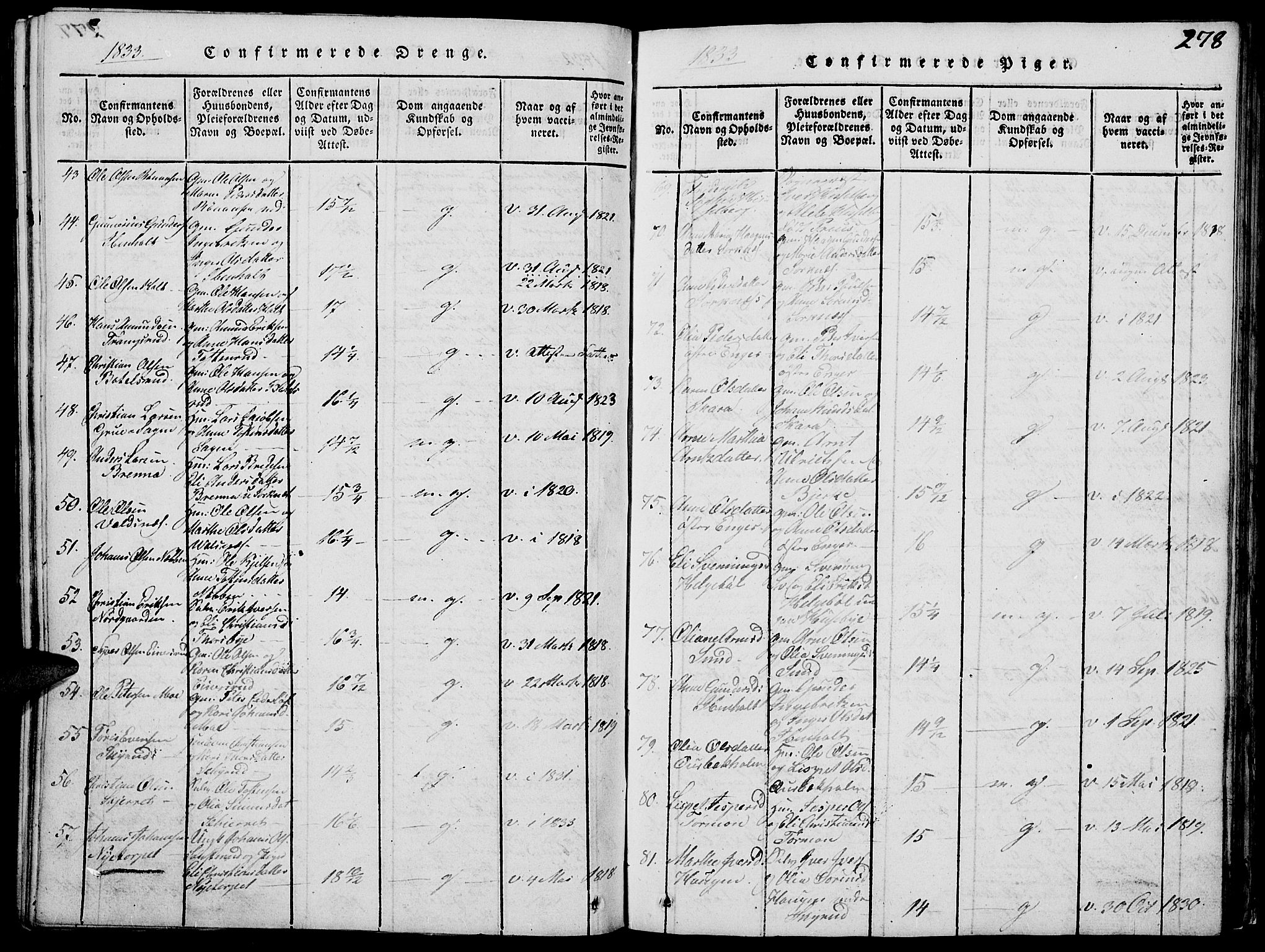 Grue prestekontor, SAH/PREST-036/H/Ha/Hab/L0002: Parish register (copy) no. 2, 1815-1841, p. 278