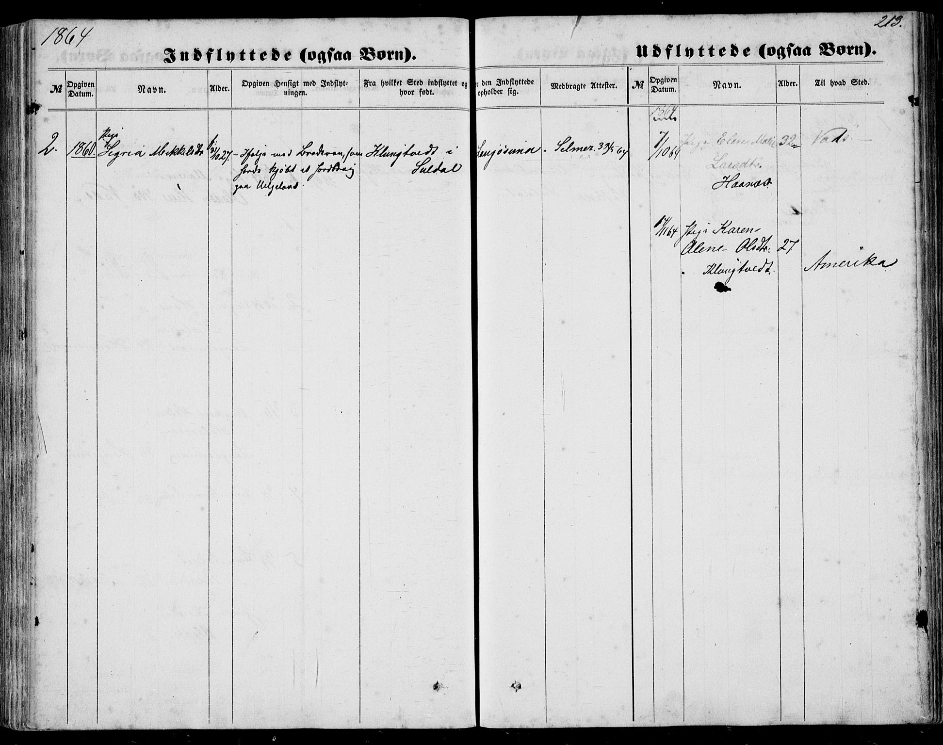 Nedstrand sokneprestkontor, AV/SAST-A-101841/01/IV: Parish register (official) no. A 9, 1861-1876, p. 213