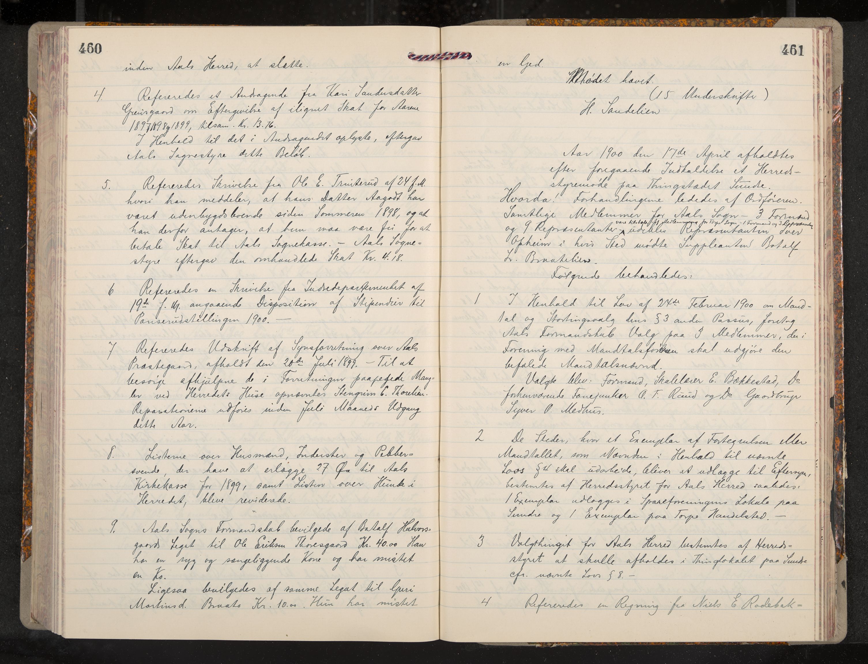 Ål formannskap og sentraladministrasjon, IKAK/0619021/A/Aa/L0004: Utskrift av møtebok, 1881-1901, p. 460-461