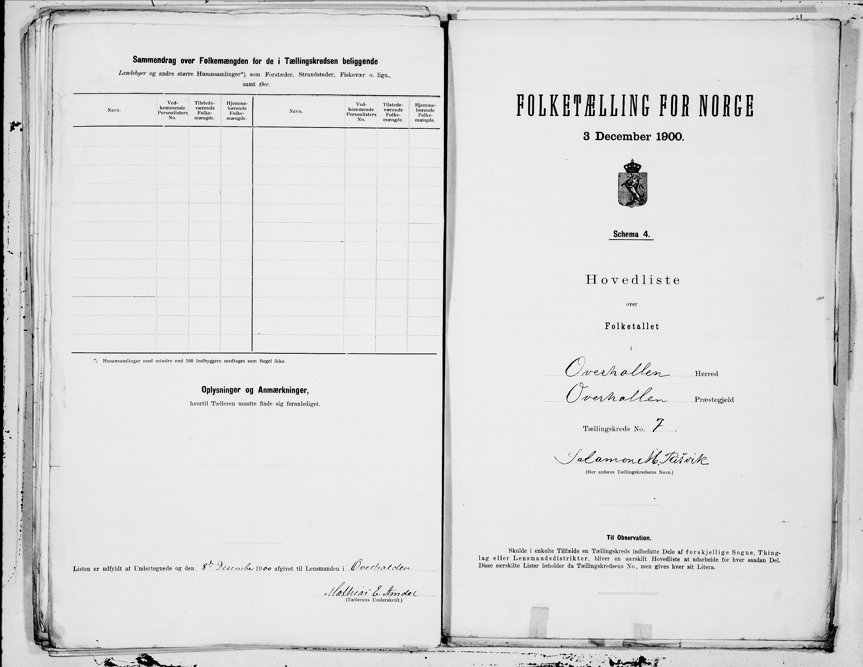 SAT, 1900 census for Overhalla, 1900, p. 14