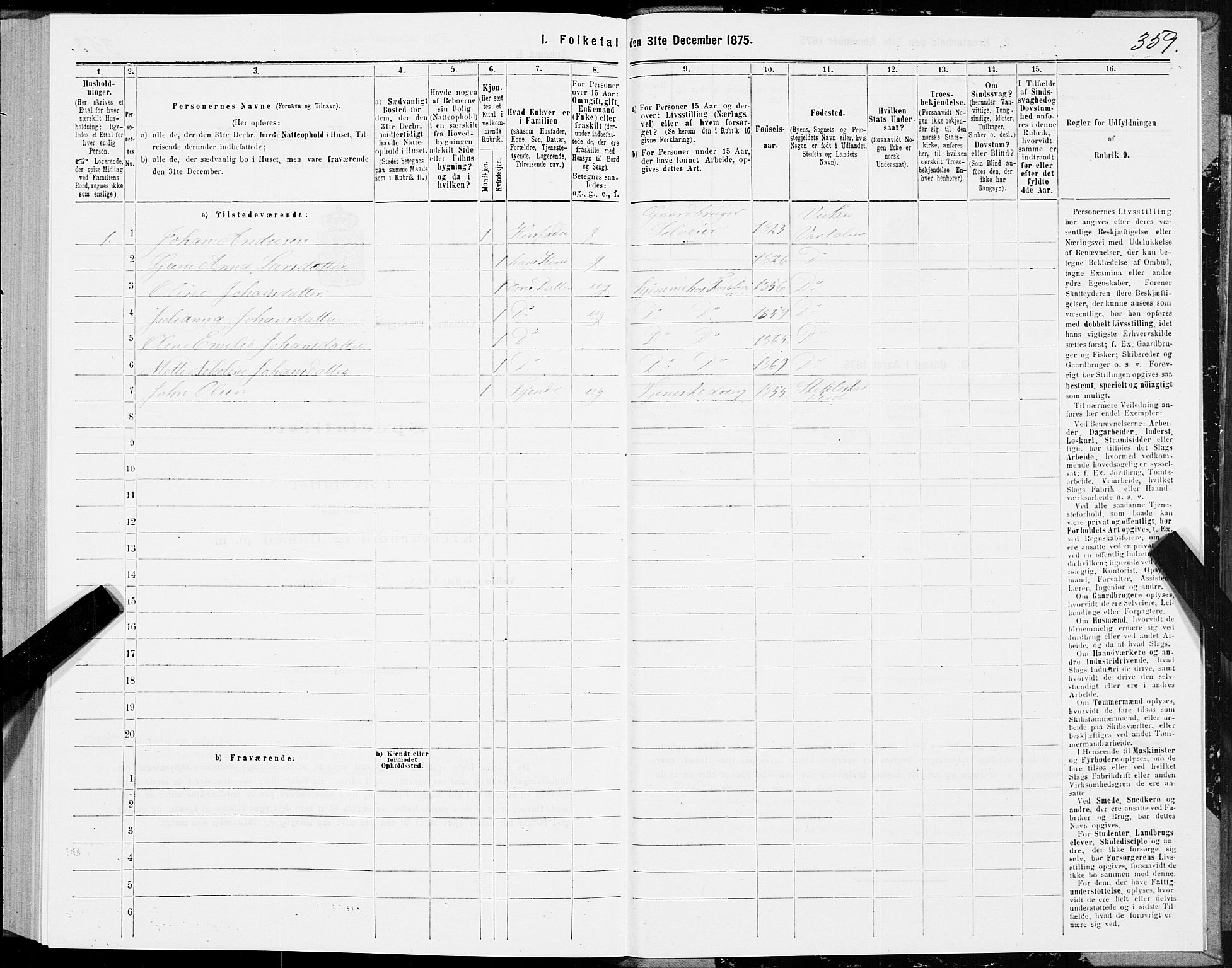 SAT, 1875 census for 1721P Verdal, 1875, p. 5359