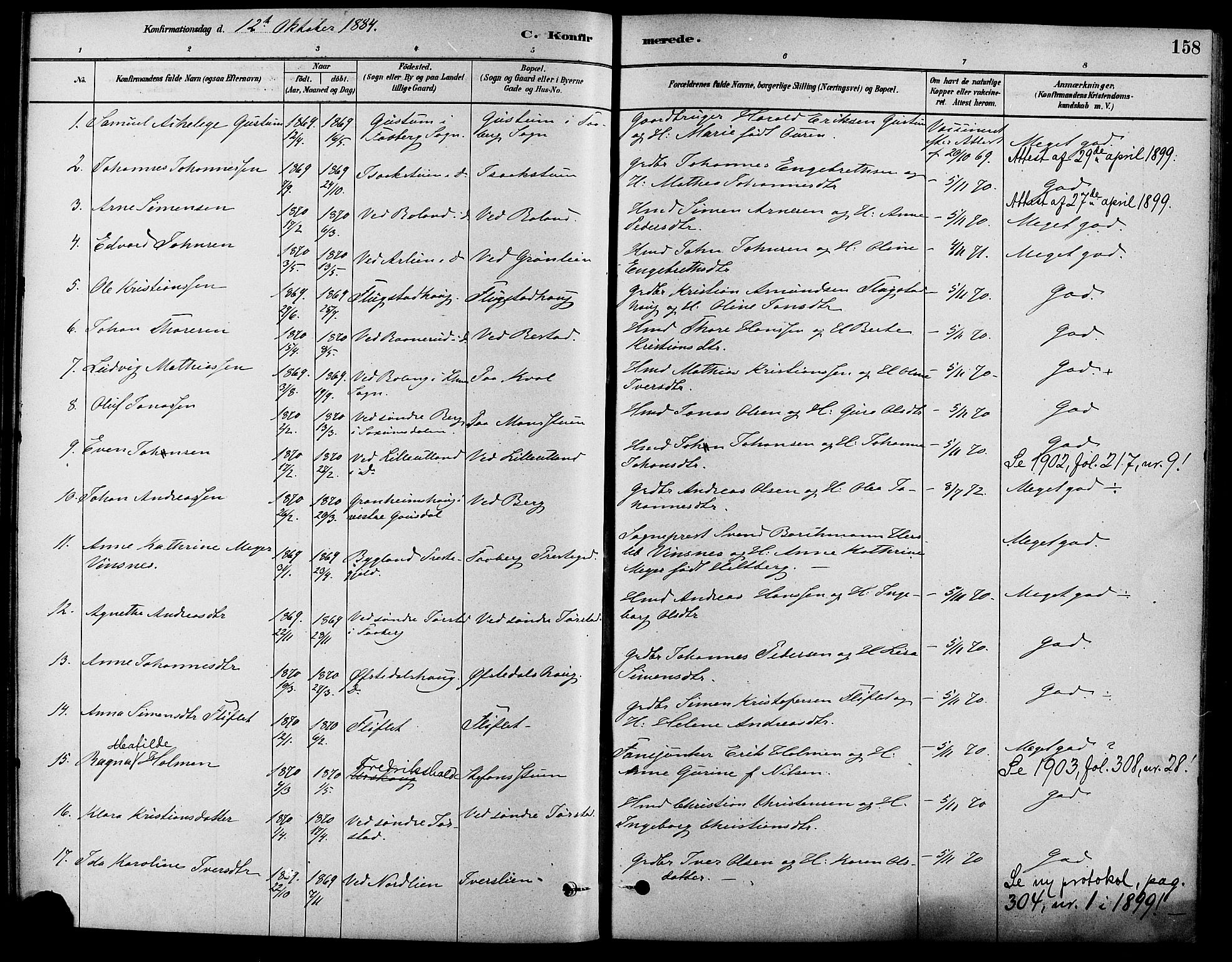 Fåberg prestekontor, AV/SAH-PREST-086/H/Ha/Haa/L0008: Parish register (official) no. 8, 1879-1898, p. 158