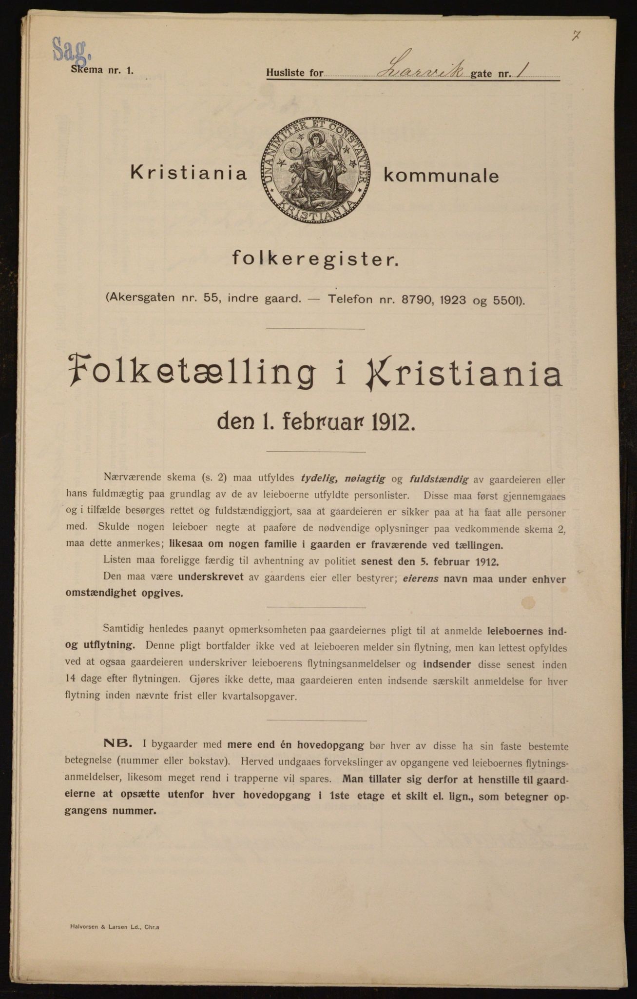 OBA, Municipal Census 1912 for Kristiania, 1912, p. 57408