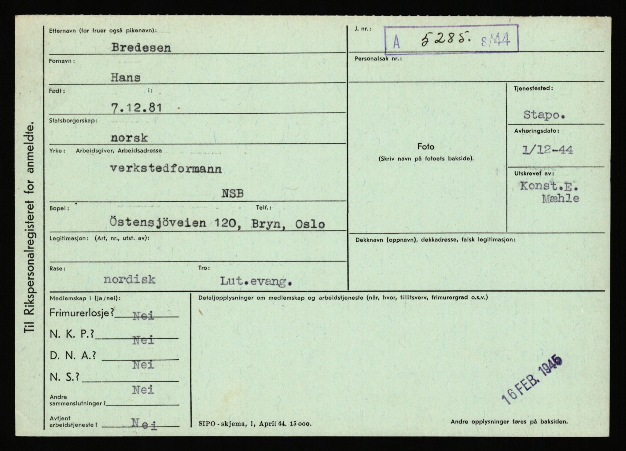 Statspolitiet - Hovedkontoret / Osloavdelingen, AV/RA-S-1329/C/Ca/L0003: Brechan - Eichinger	, 1943-1945, p. 50