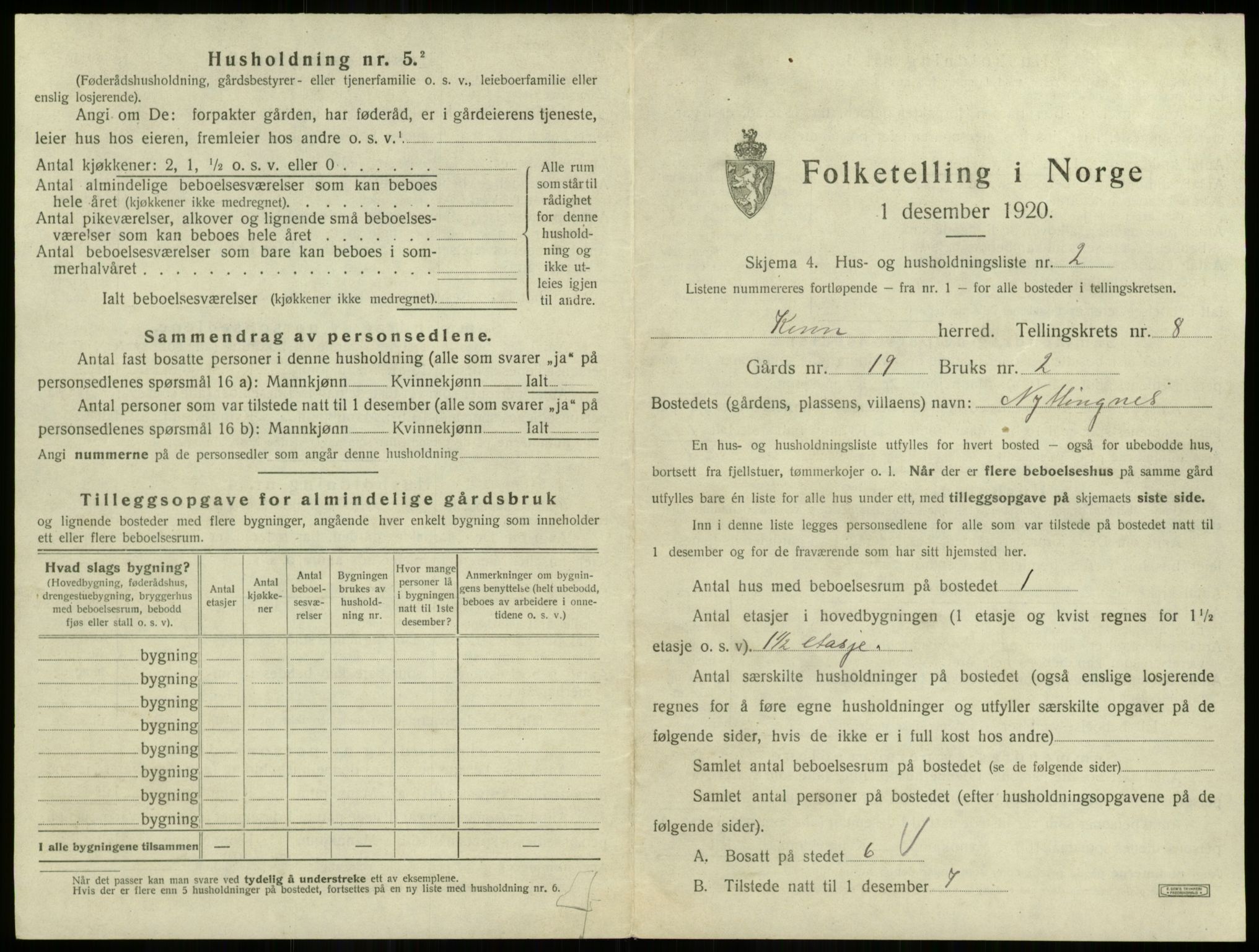 SAB, 1920 census for Kinn, 1920, p. 329