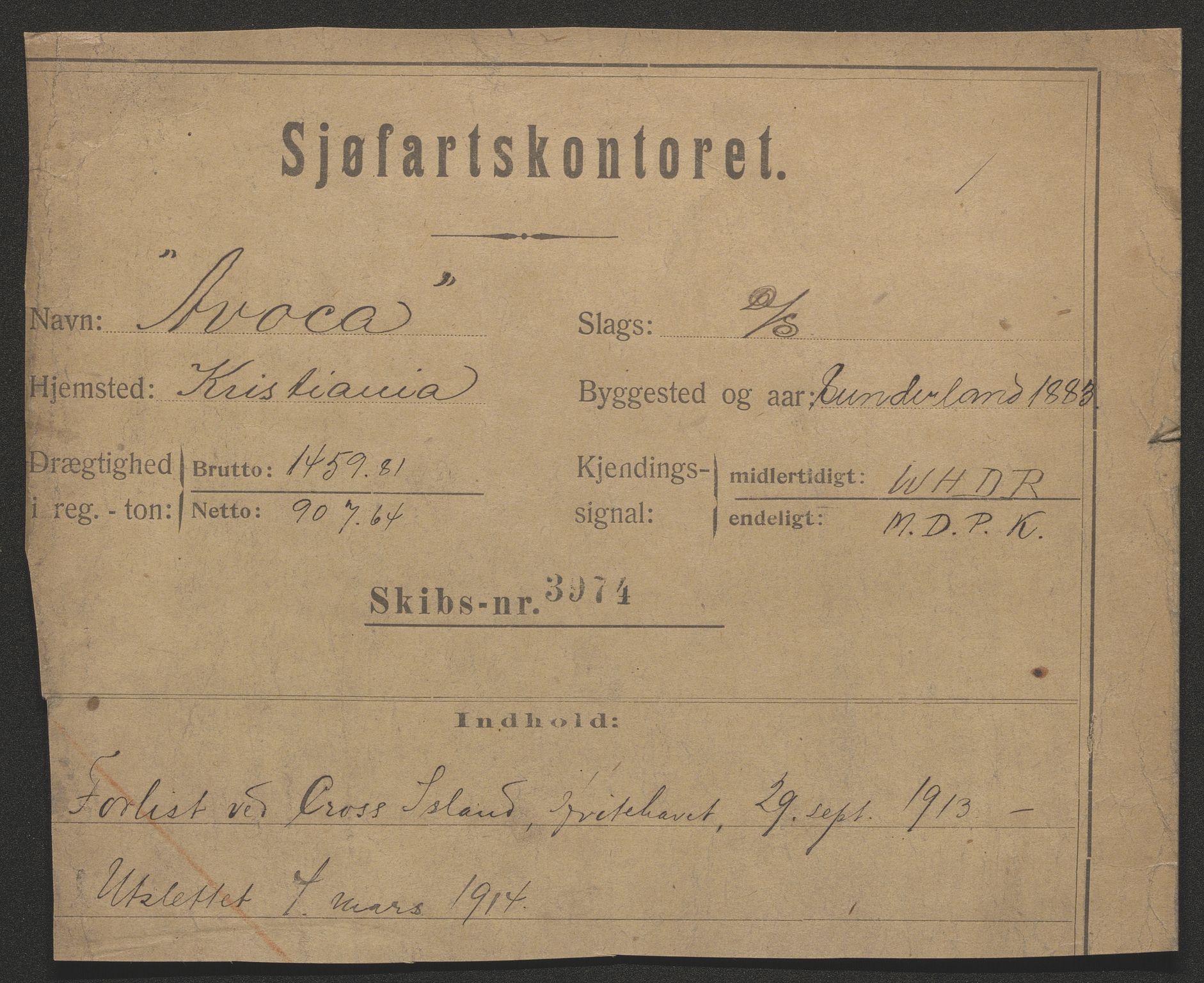 Sjøfartsdirektoratet med forløpere, skipsmapper slettede skip, RA/S-4998/F/Fa/L0087: --, 1870-1922, p. 419