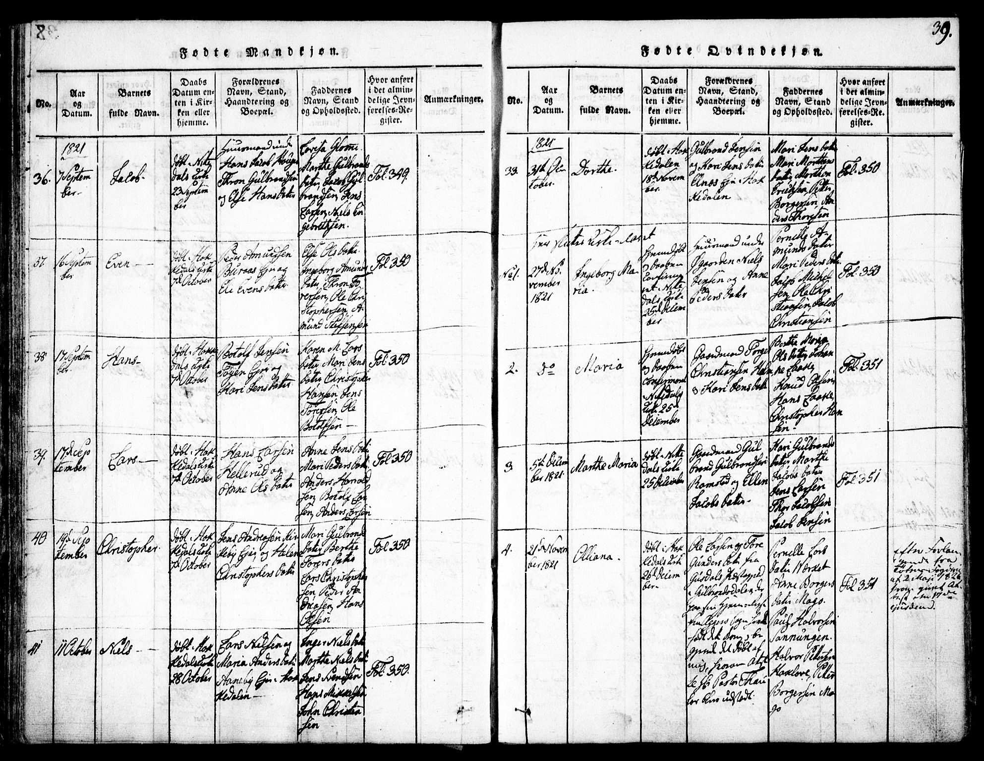 Nittedal prestekontor Kirkebøker, AV/SAO-A-10365a/F/Fa/L0003: Parish register (official) no. I 3, 1814-1836, p. 39