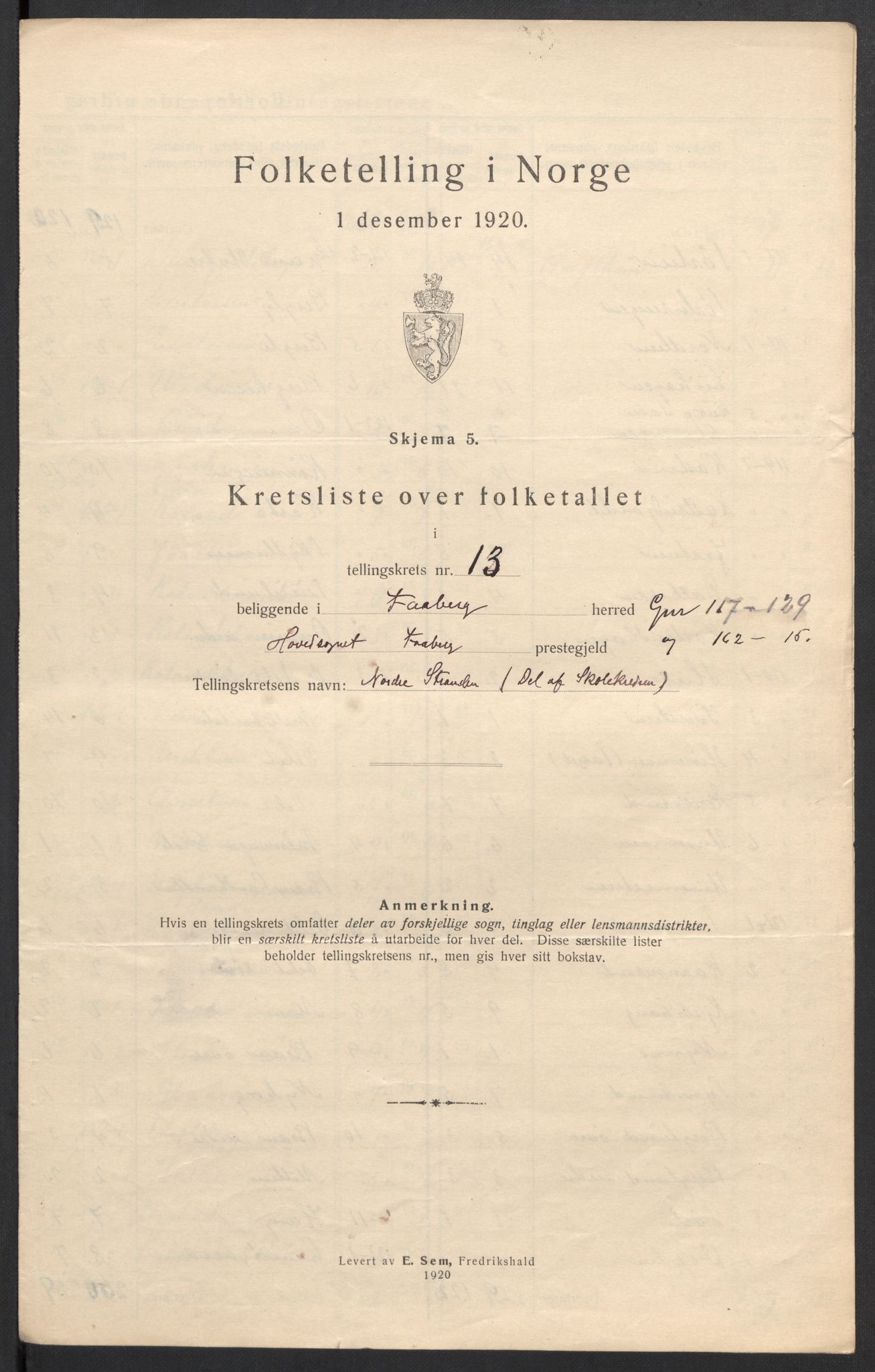 SAH, 1920 census for Fåberg, 1920, p. 63