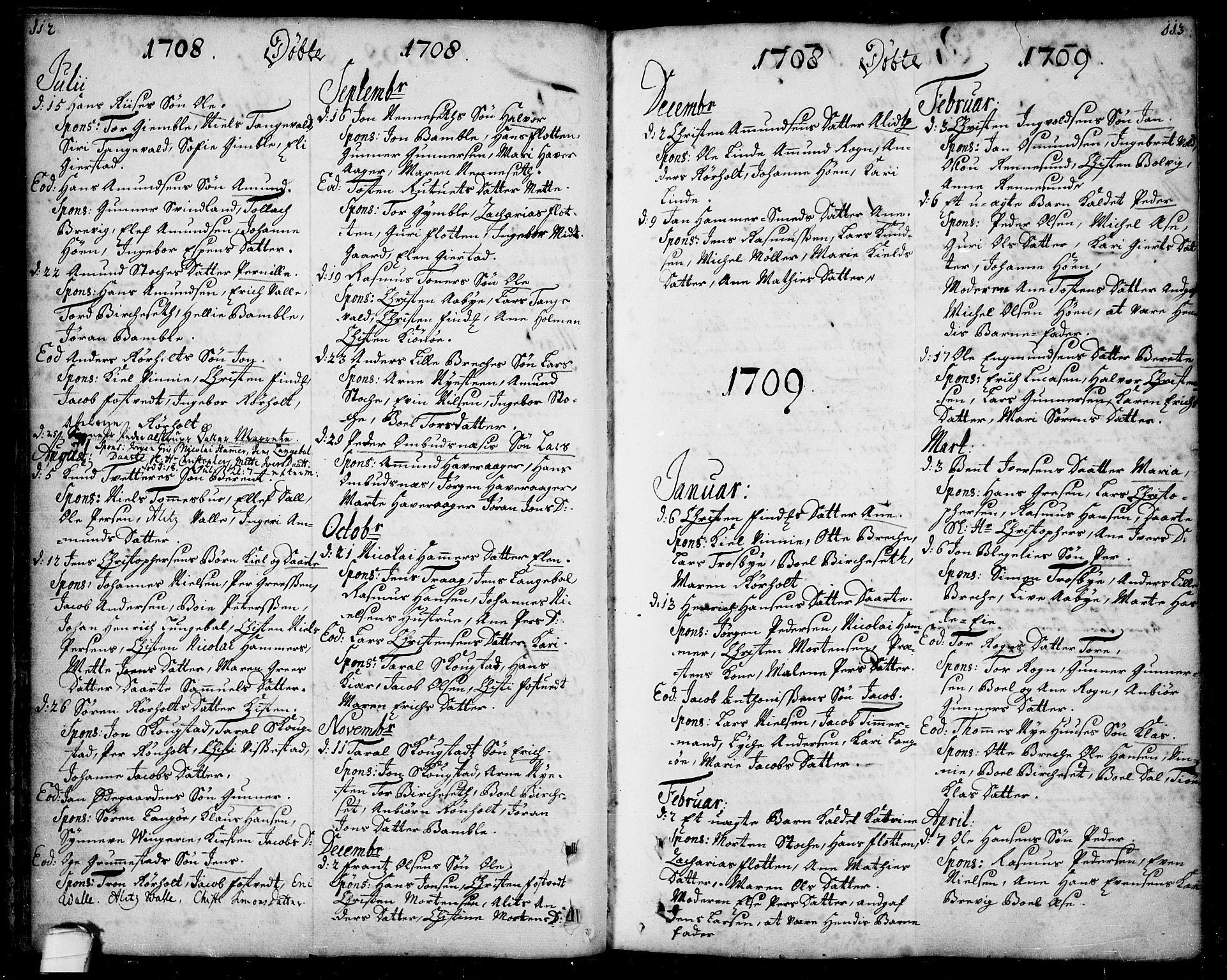 Bamble kirkebøker, SAKO/A-253/F/Fa/L0001: Parish register (official) no. I 1, 1702-1774, p. 112-113
