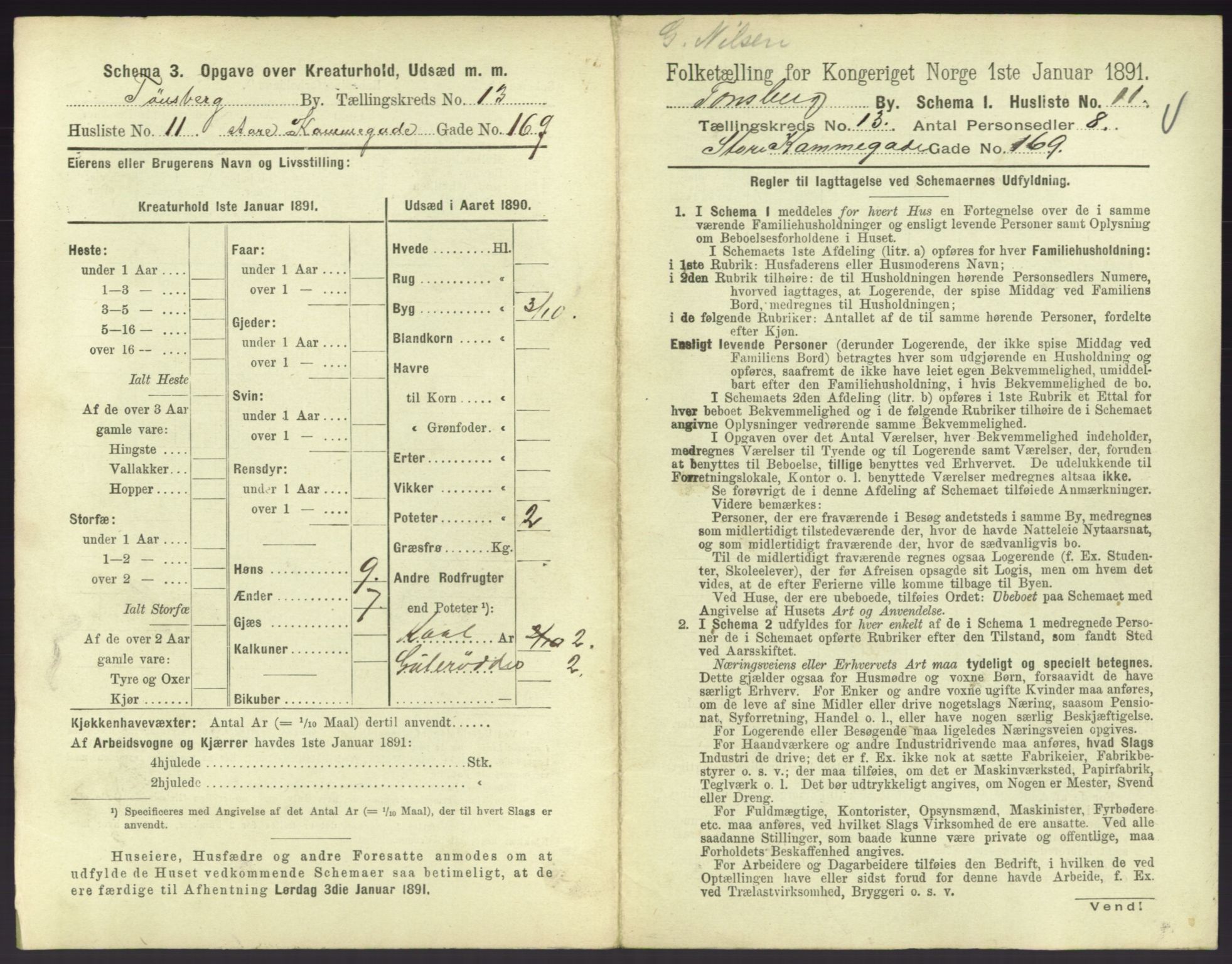 RA, 1891 census for 0705 Tønsberg, 1891, p. 506