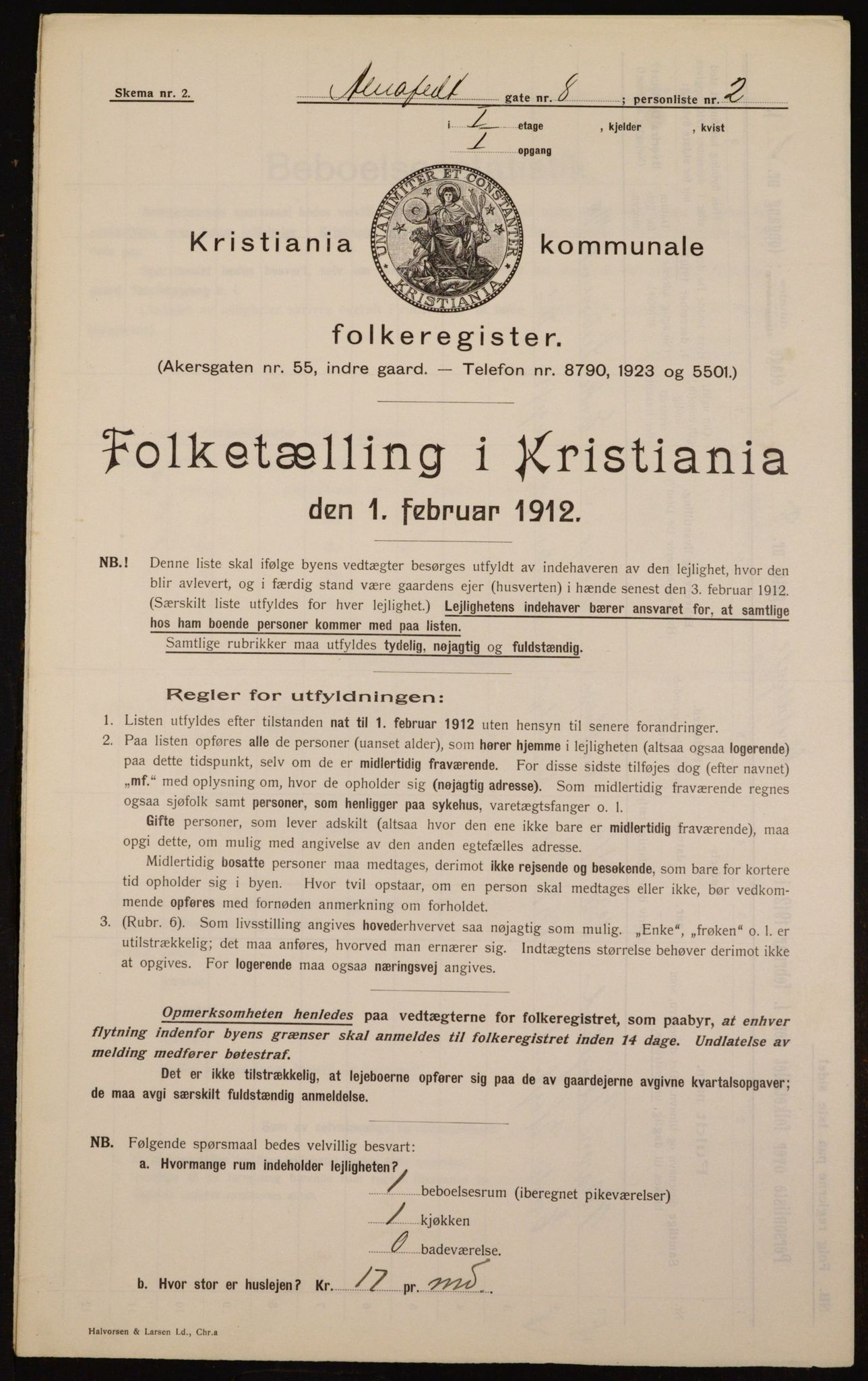 OBA, Municipal Census 1912 for Kristiania, 1912, p. 1210