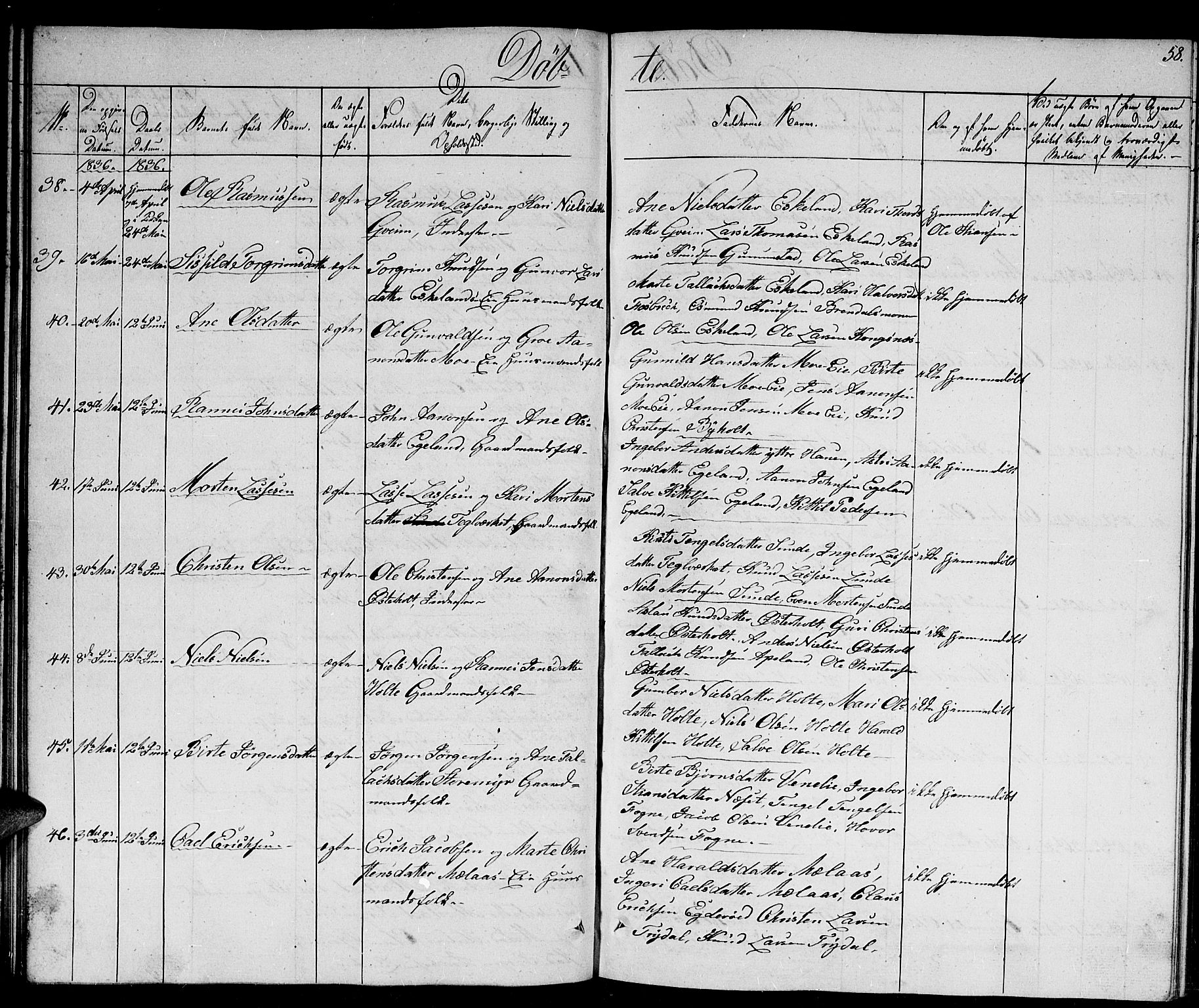 Gjerstad sokneprestkontor, AV/SAK-1111-0014/F/Fb/Fba/L0003: Parish register (copy) no. B 3, 1829-1844, p. 58