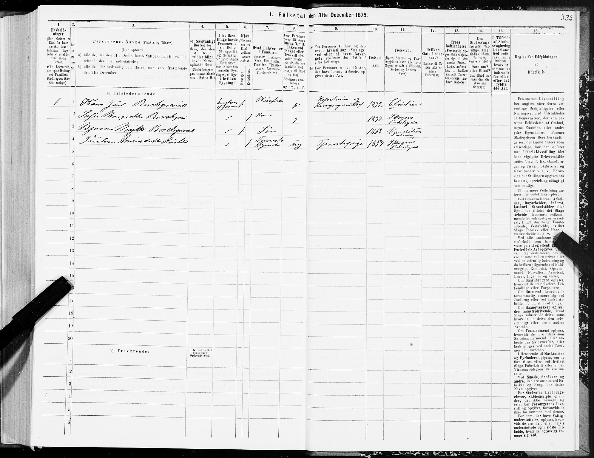 SAT, 1875 census for 1702B Steinkjer/Steinkjer, 1875, p. 335