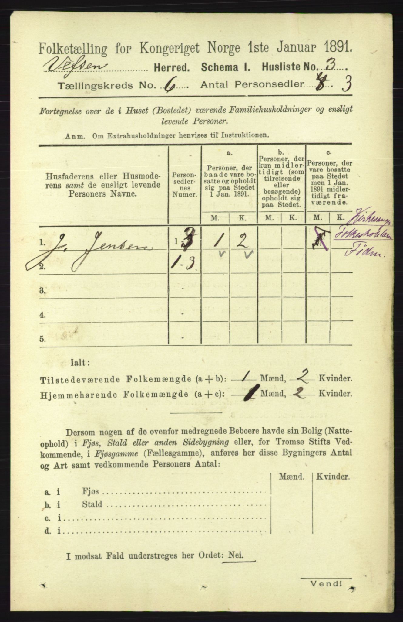 RA, 1891 census for 1824 Vefsn, 1891, p. 2668