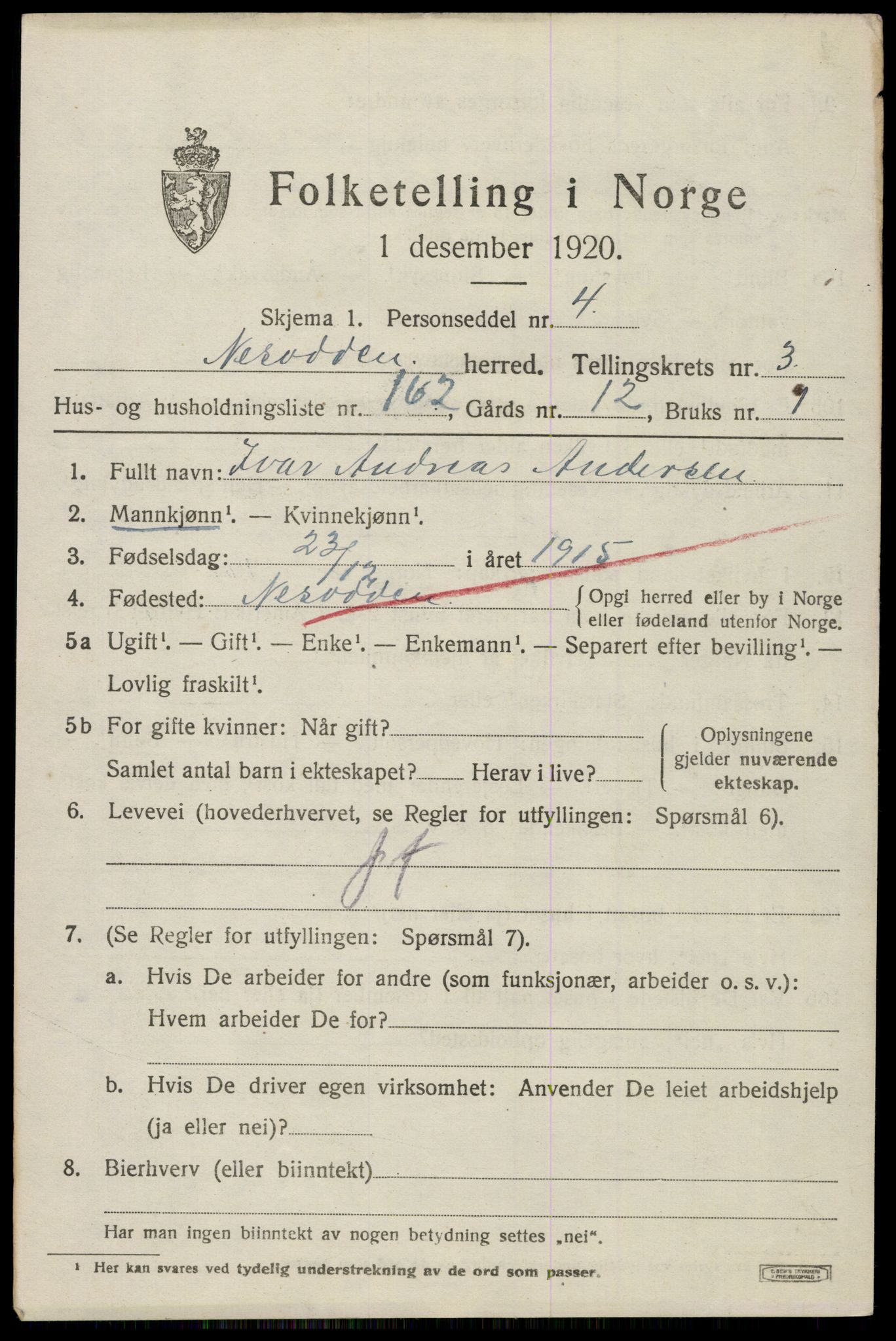 SAO, 1920 census for Nesodden, 1920, p. 4109