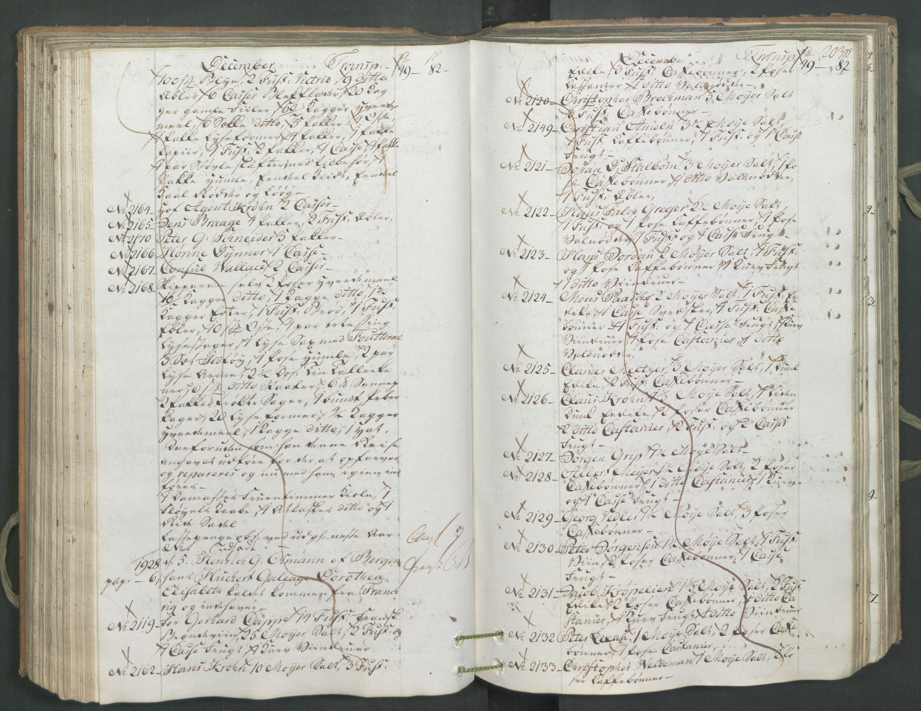 Generaltollkammeret, tollregnskaper, AV/RA-EA-5490/R26/L0222/0001: Tollregnskaper Bergen A / Inngående hovedtollbok, 1786, p. 202b-203a