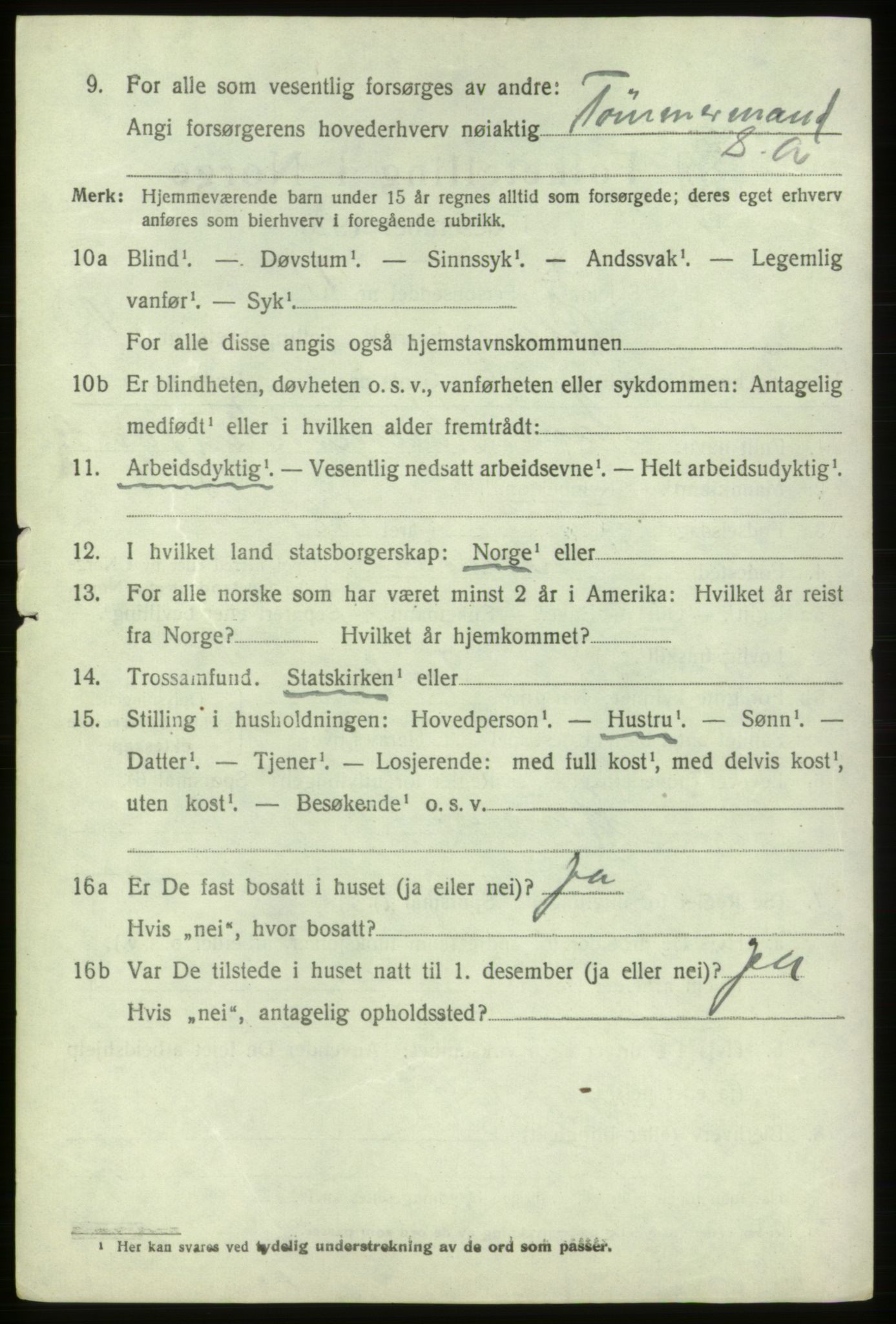 SAB, 1920 census for Ølen, 1920, p. 1906