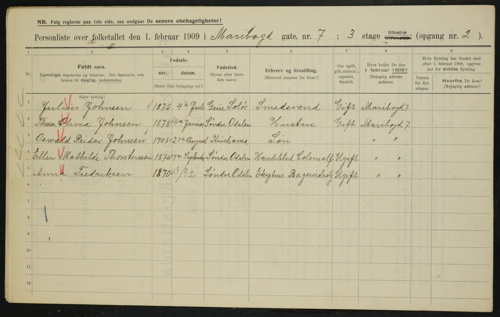 OBA, Municipal Census 1909 for Kristiania, 1909, p. 54938